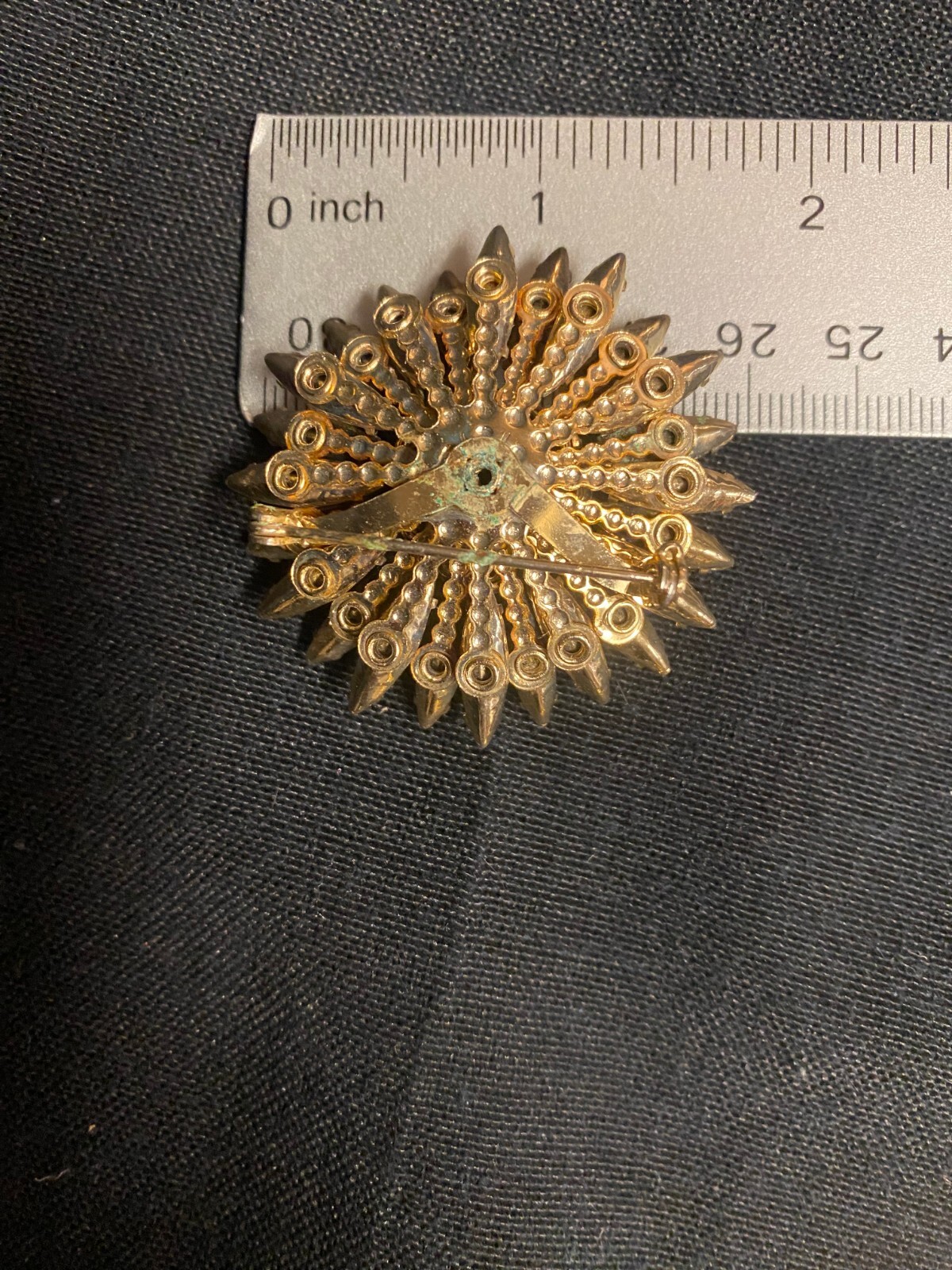 Vintage Tiered Daisy in Fall Colors Flower Rhinestone Pin Brooch