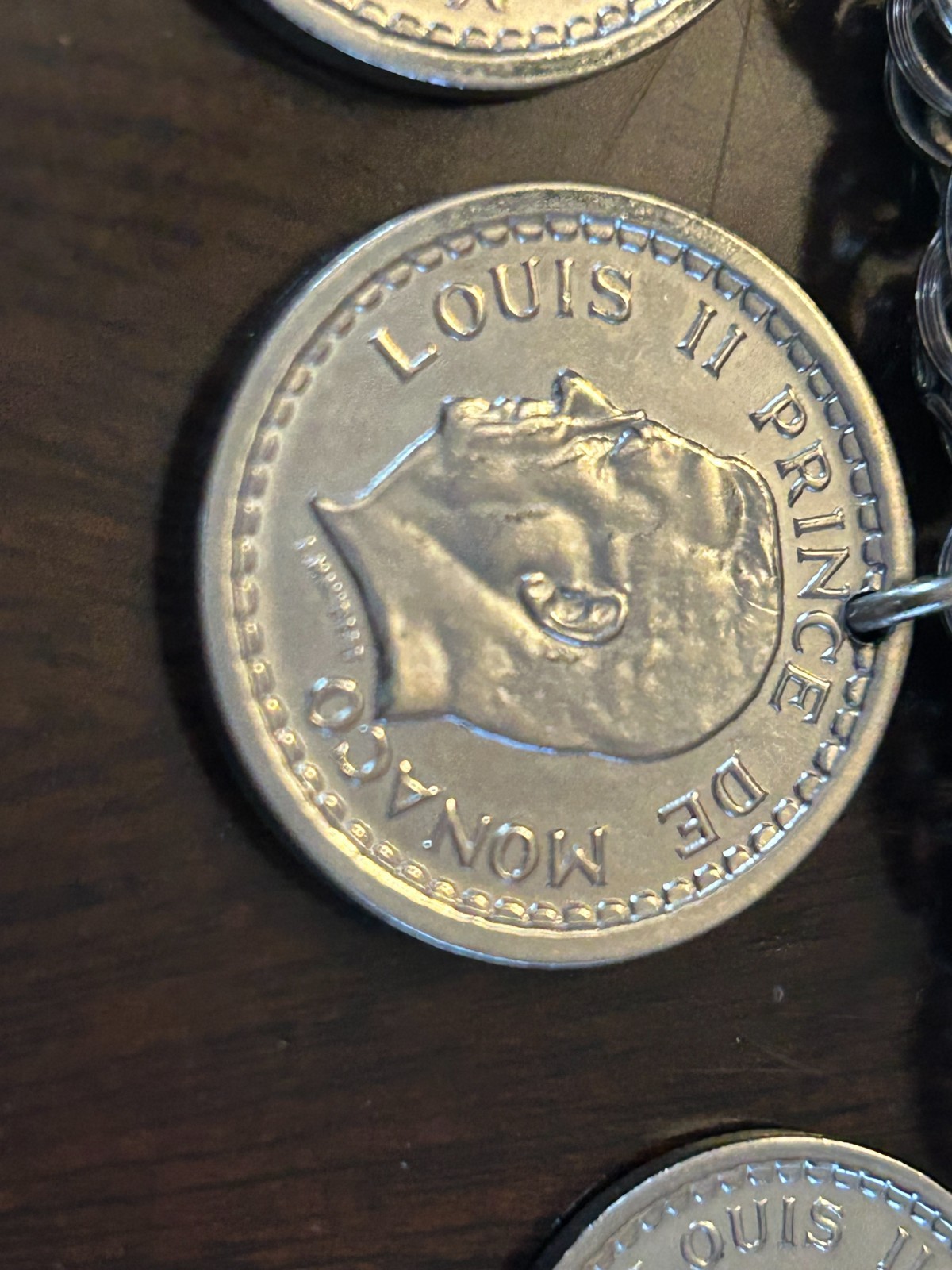 Vintage Monaco Louis II Franc Coin Charm Bracelet 67g 8″ French Riviera Jewelry