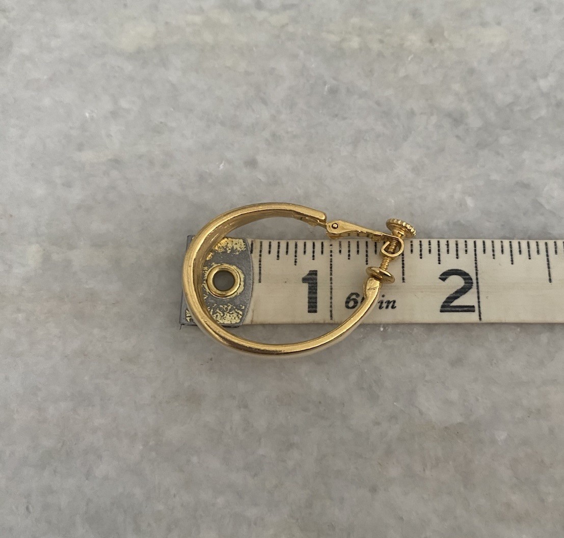 Vintage Goldette Cream Gold Hoop Adjustable Clip On Earrings