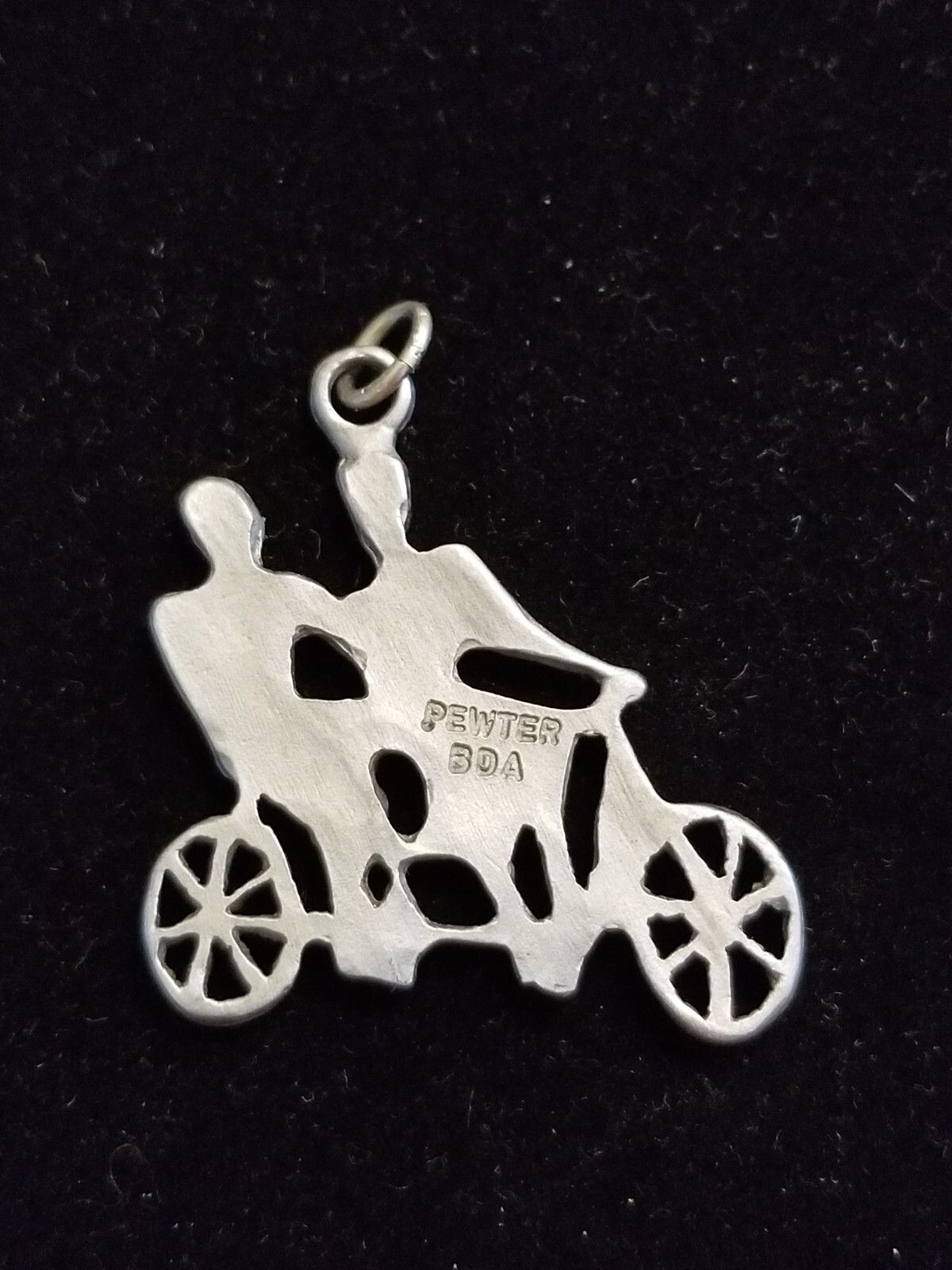 Vintage Pewter BDA Pendant Of A Bicycle Built For 2, 1.25 in. Length