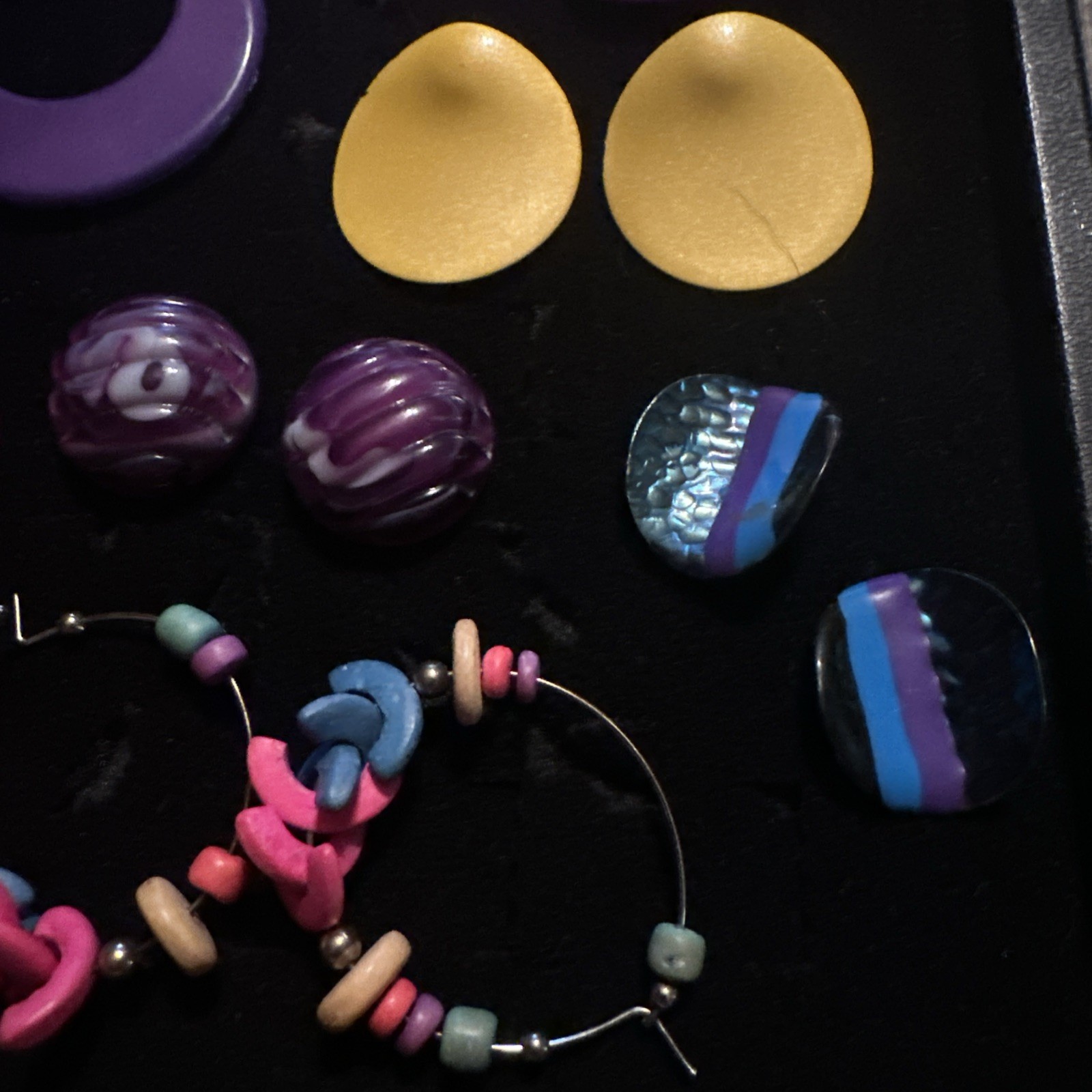Vintage Costume Jewelry Lot Chunky Bold 80s Earrings Colorful Pop Retro Bold 1