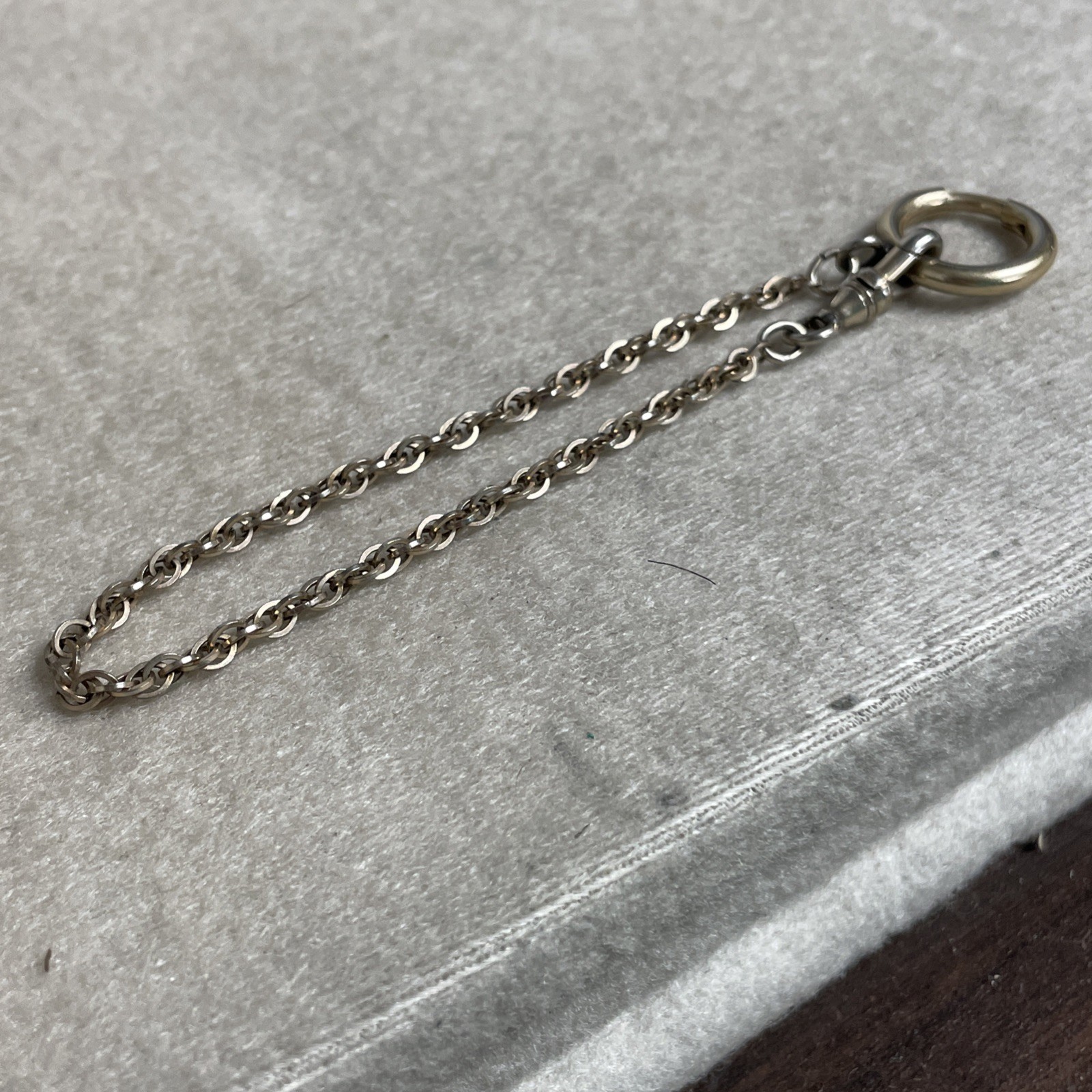 Victorian gold filled chain Signed Hadley Made in USA Large ring