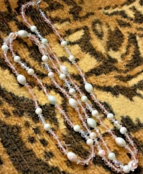 Vintage Judy Lee Pink/White Pastel Colors Long Necklace Statement Piece!