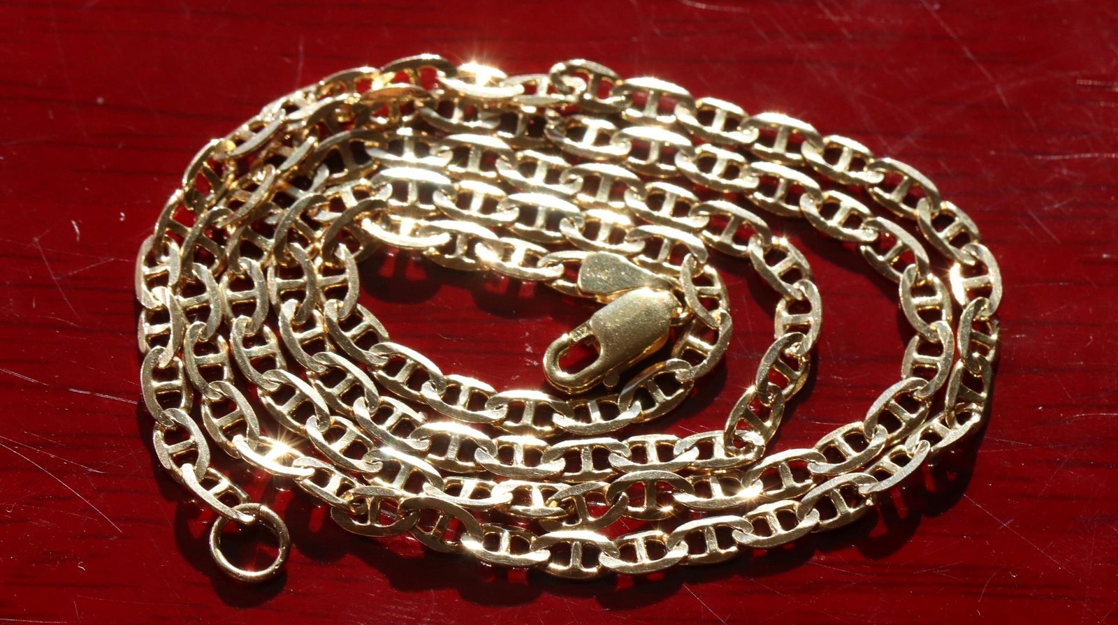 14k yellow gold necklace 19.5″ anchor / mariner link chain vintage 7.67gr N3502