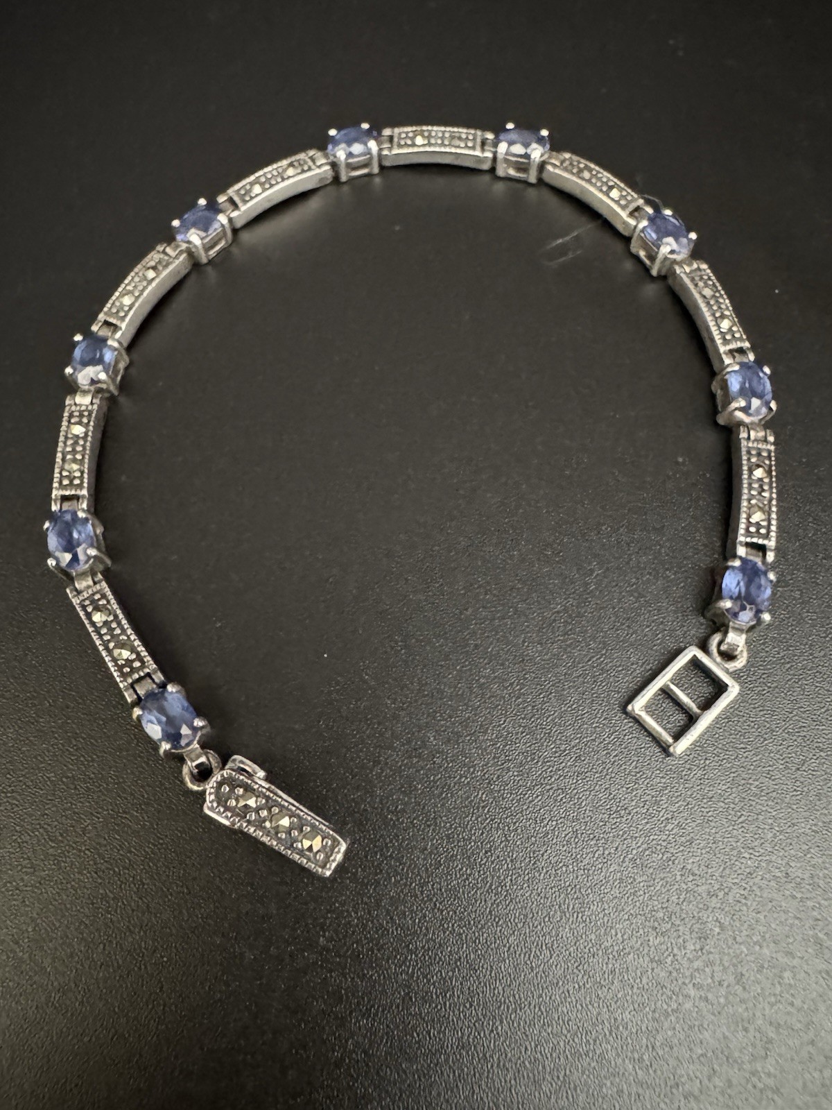 Charles Winston CW 925 Bracelet Amethyst‑Colored Glass Stones Sterling Silver
