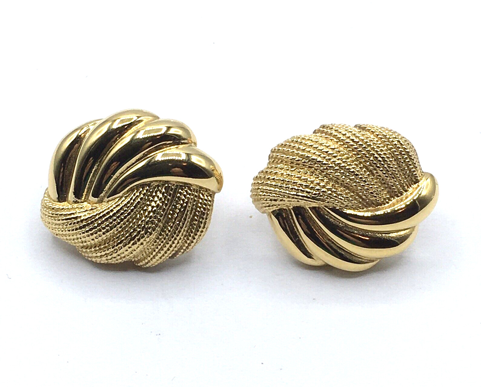 Vintage Napier Gold Tone Swirl Twisted Clip On Screw Back Adjustable Earrings