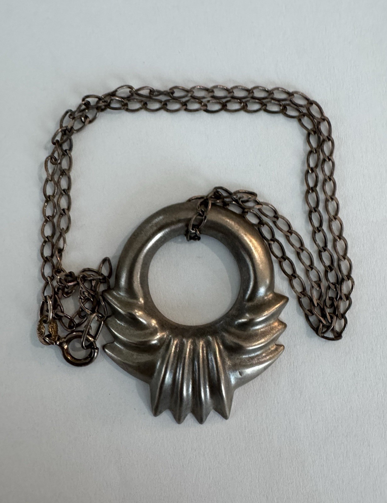 Vintage Taxco Mexico 925 Sterling Silver TJ U-35 Necklace 45cm Chain 13g Weight