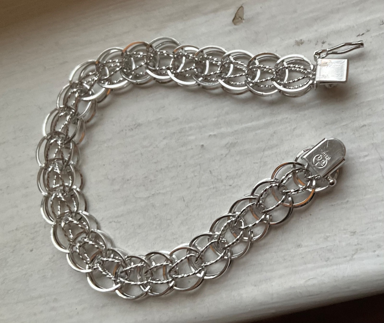 Vintage DYNASTY USA SILVER Starter CHARM BRACELET Estate 7 1/2” Wearable