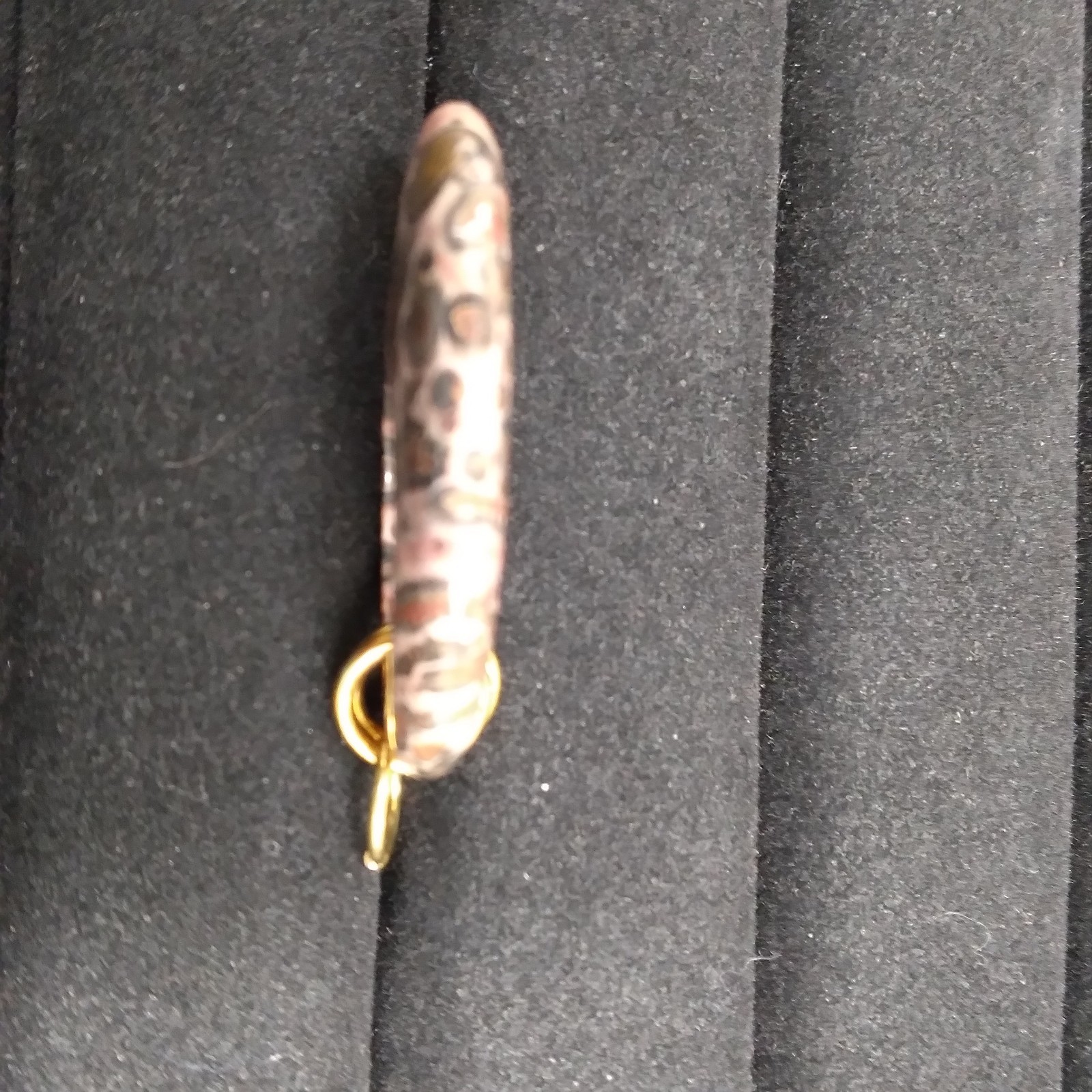 Pink Muted Color Stone Open Oval Pendant Gold Tone