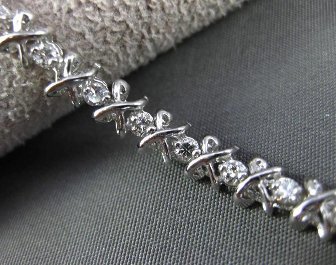 ESTATE 1.0CT DIAMOND 14KT WHITE GOLD 3D LOVE TENNIS BRACELET E/F VS/VVS #24202