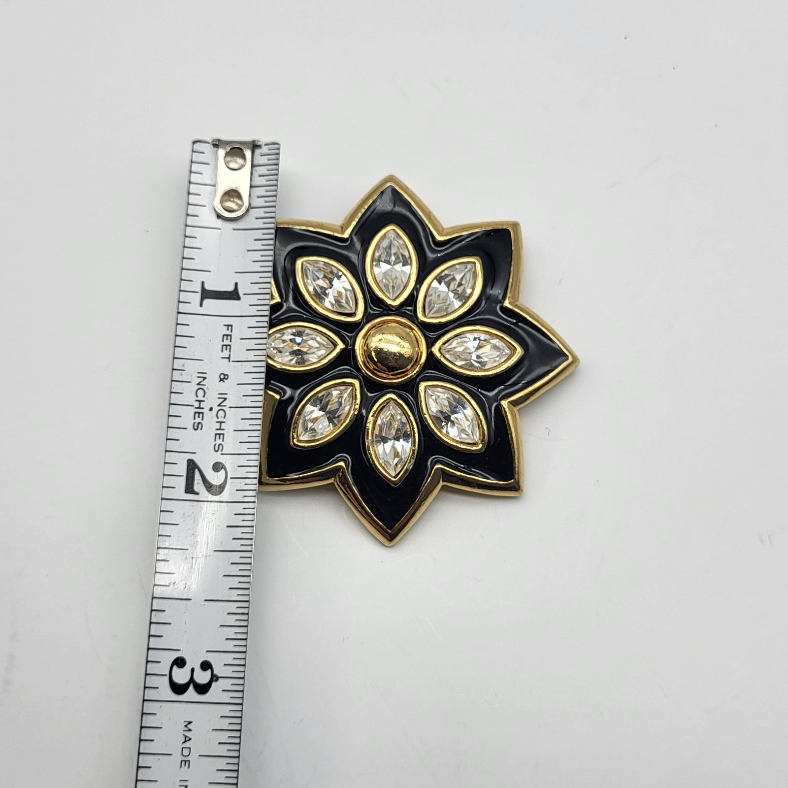 Beautiful bold rhinestone enamel flower burst brooch pin elegant formal Mother