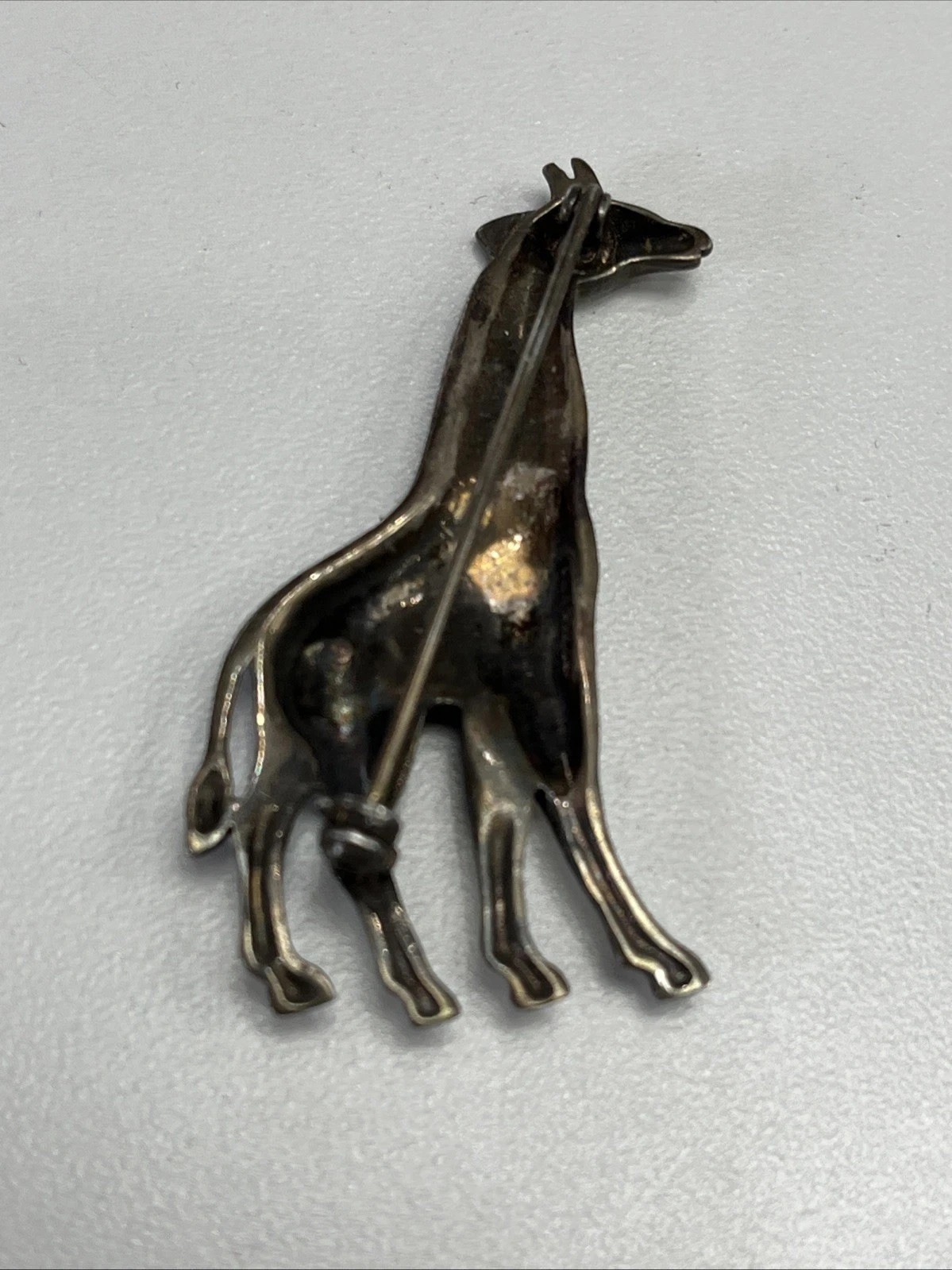 Vintage Retro Sterling Silver Marcasite Animal Figural Safari Giraffe Pin Brooch