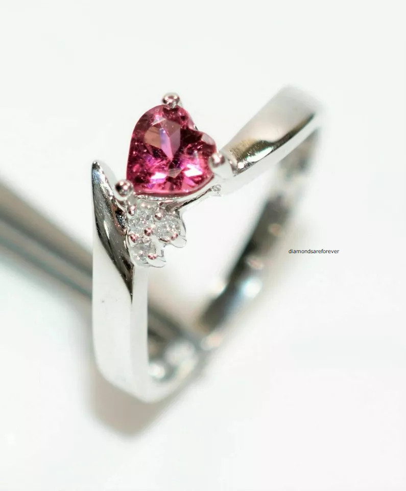0.78 CT Pink Heart & Round Cut Moissanite Beautiful Ring For Women 925 Silver