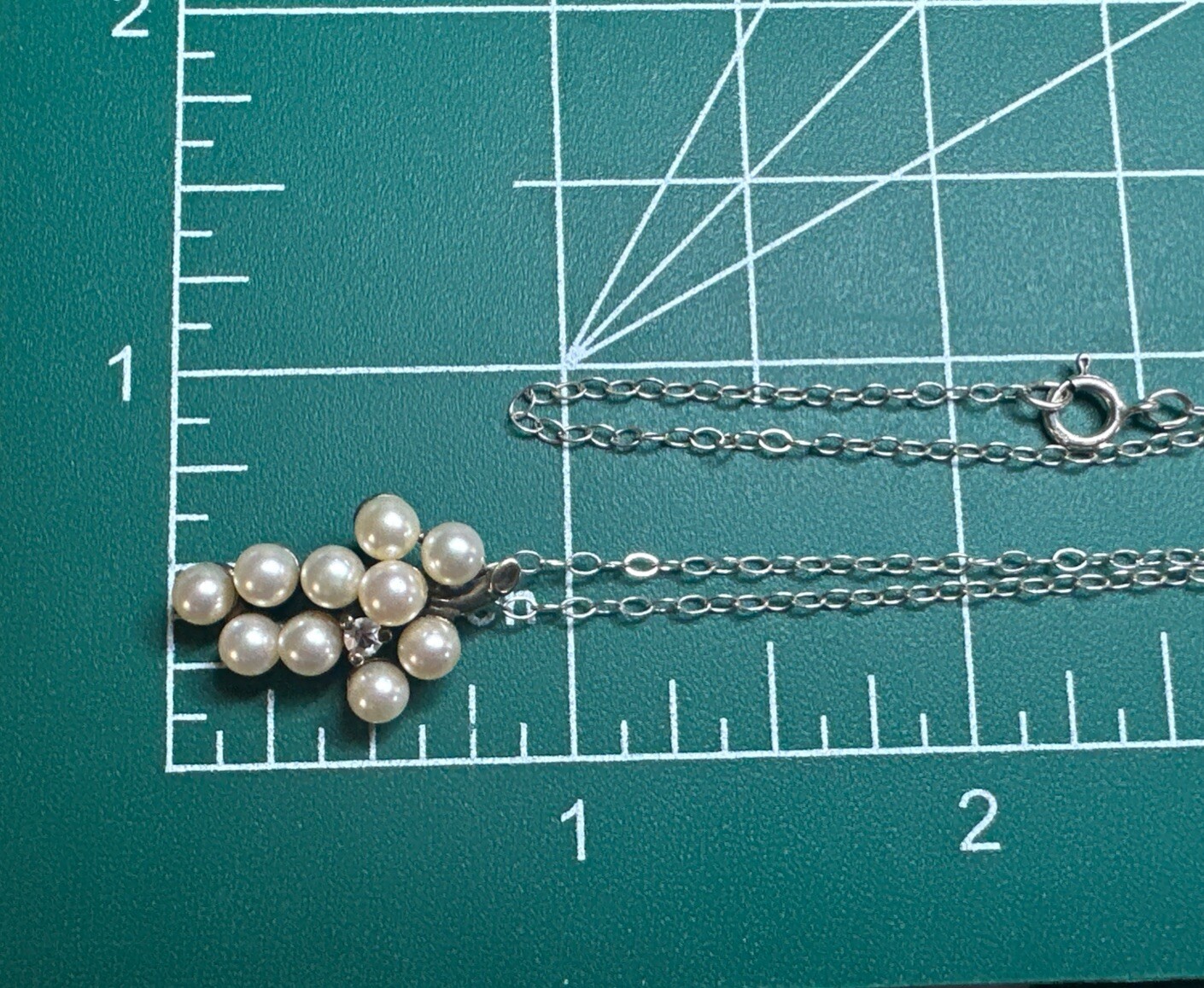 Vintage Sterling Silver 925 Faux Pearl Bunch Of Grapes Necklace 18”