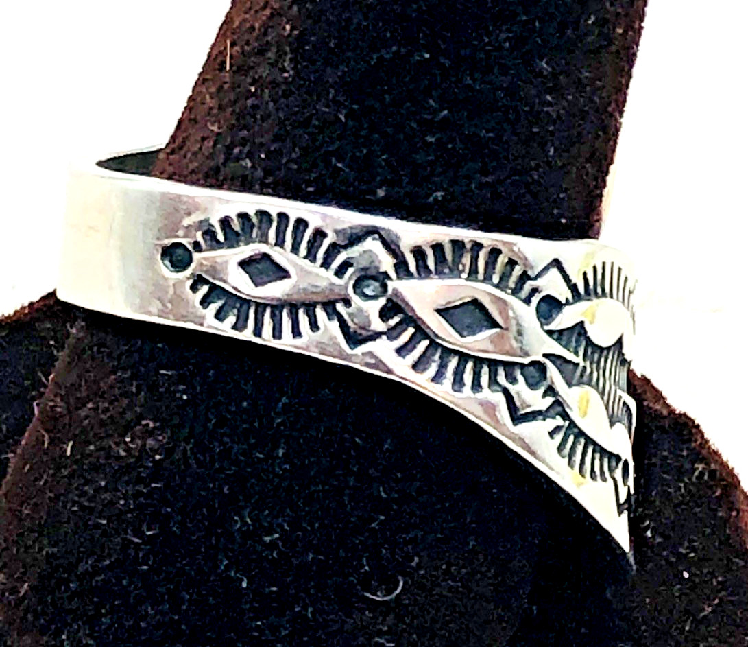 Vtg.Sterling Silver Wrap Ring Sz.11.5 Southwest Stamped Design Carolyn Pollack?