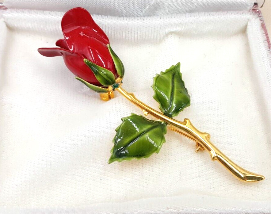 VTG TACOA Legend of the Christmas Rose Stunning 3″ Long Stem Rose Original Box