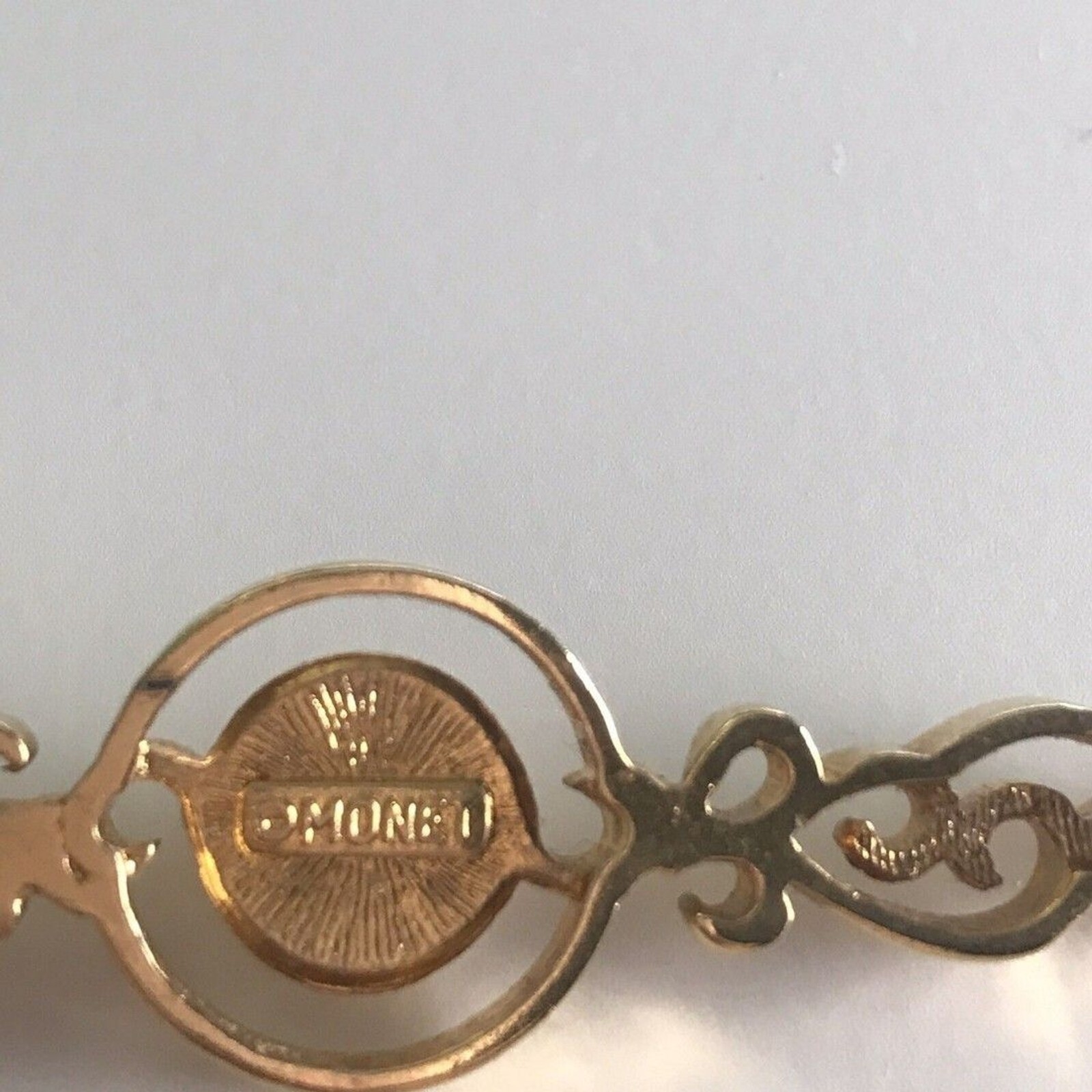Vintage Monet Jewelry Brooch Pin Signed Gold Tone Faux Pearl