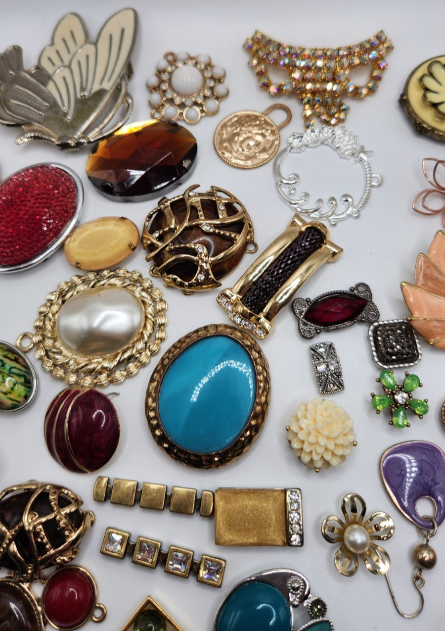 Craft Jewelry Pieces Junk Drawer Lot 50 Different Pieces