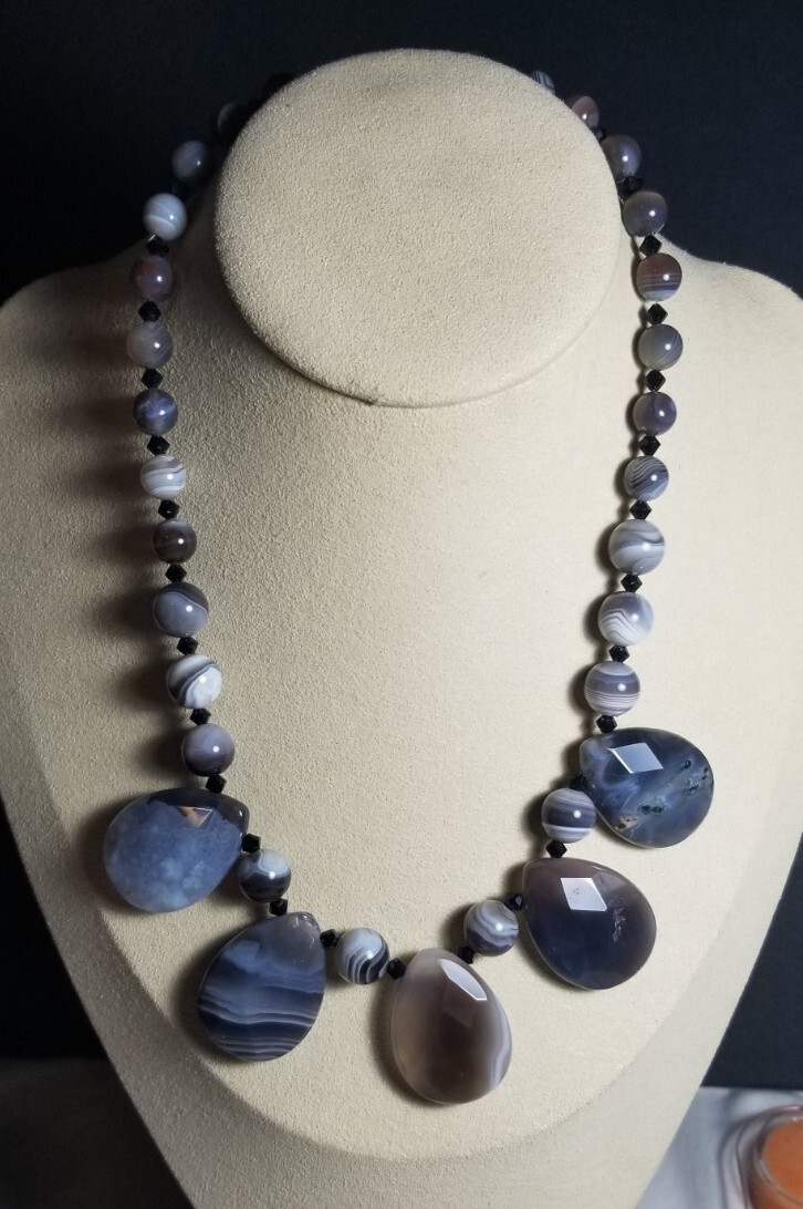 Chunky Faceted Natural Stone Polished Necklace with Faceted Beads