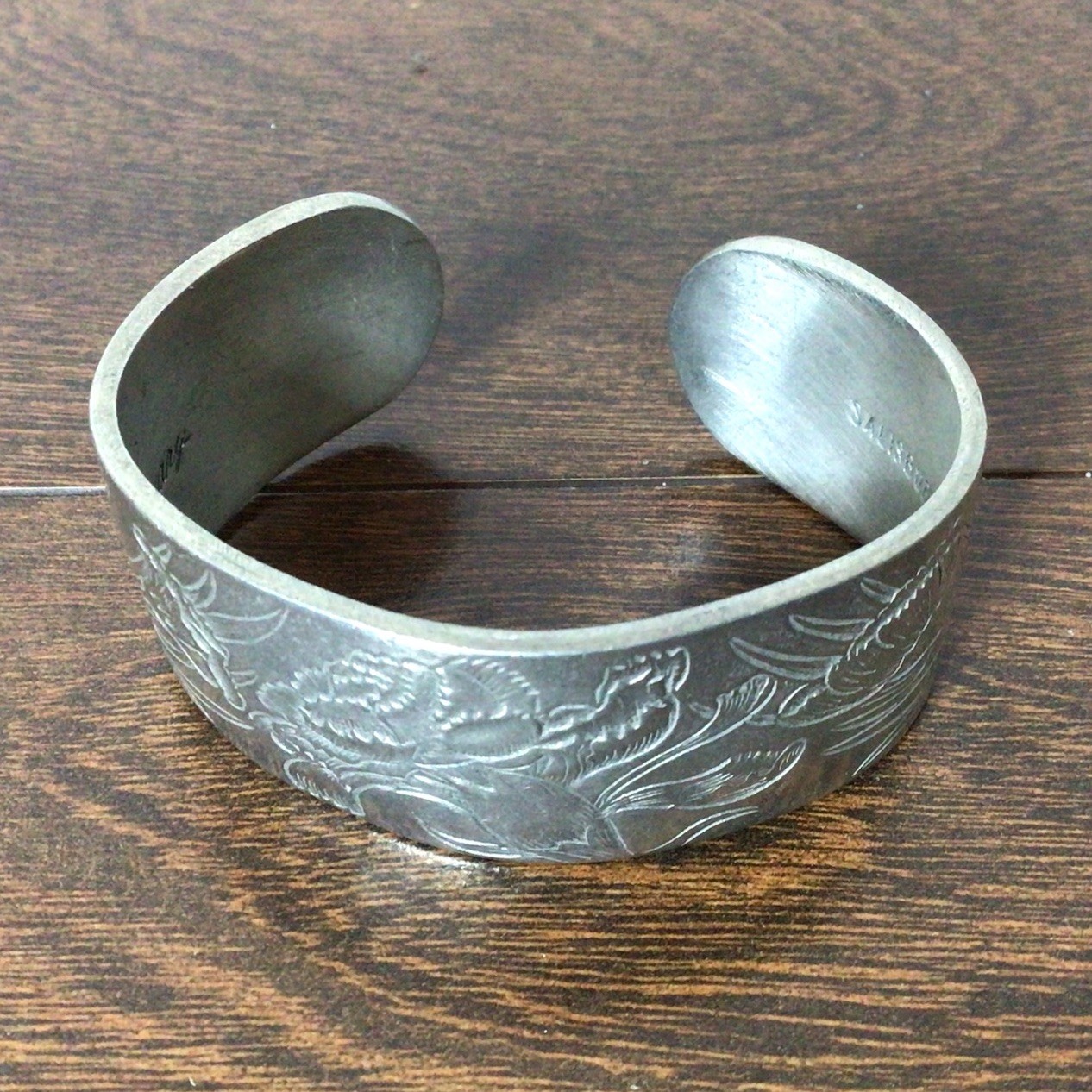 Vintage Salisbury Pewter January Cuff Bracelet Flower Of The Month Jewelry