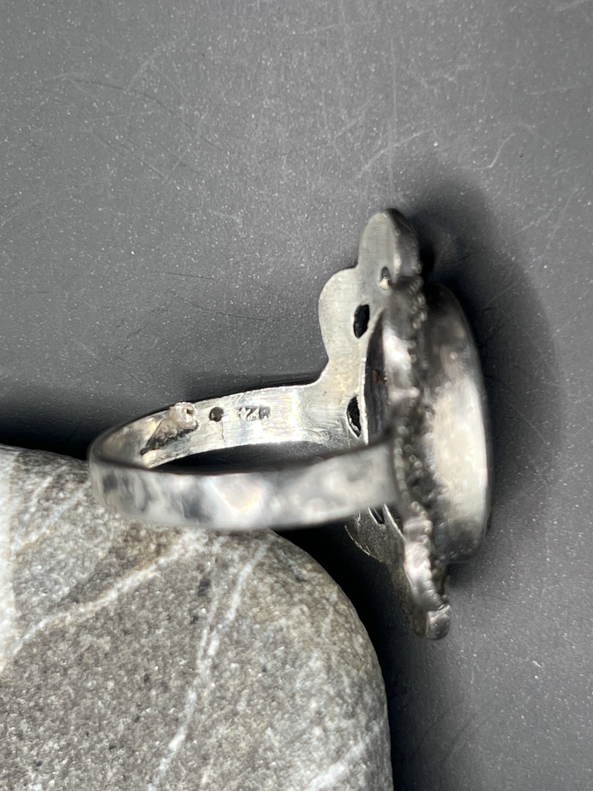 Vintage USSR 925 Silver Ring Black Stone Jewelry Size 7