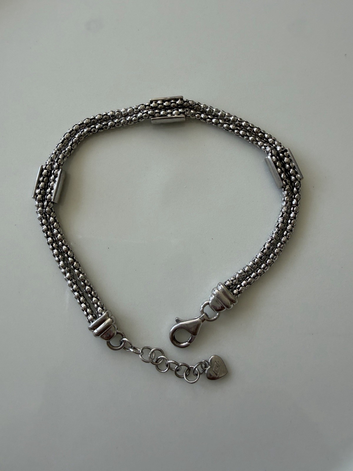925 Sterling Silver Vintage Double Strand Popcorn Link Bracelet