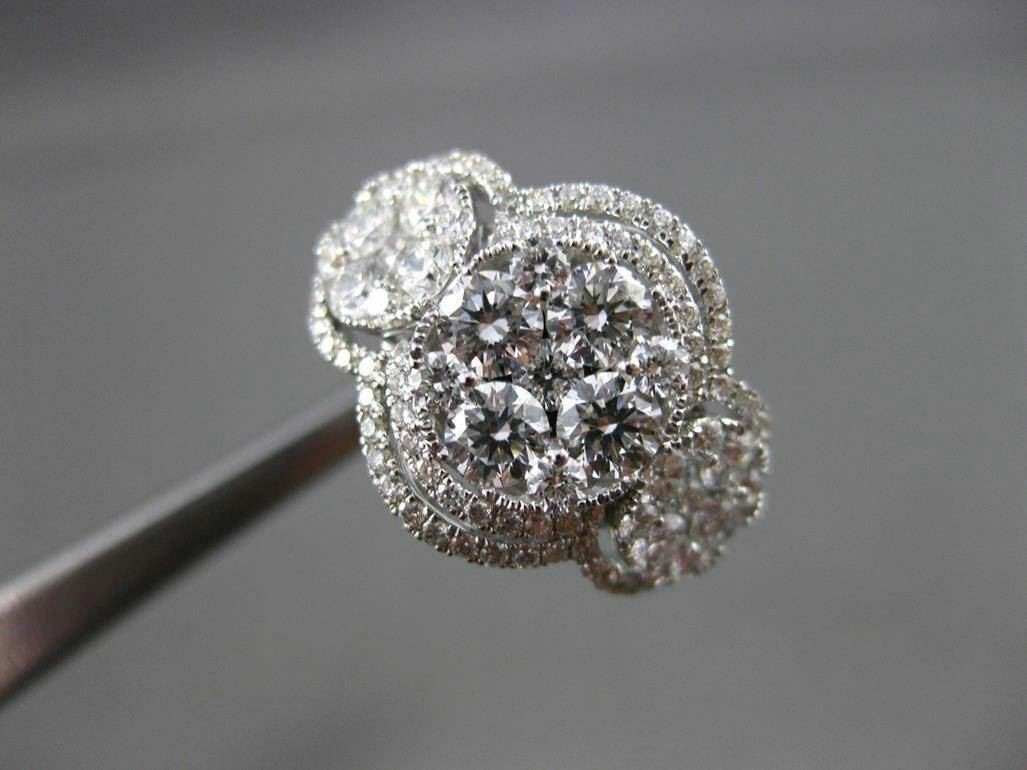ESTATE LARGE 1.78CT DIAMOND 18KT WHITE GOLD HALO CLUSTER FUN RING E/F VS / VVS