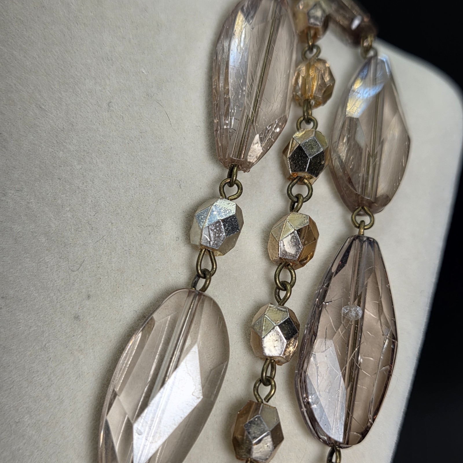 Fabulous Vintage Faceted Lucite Multistrand Statement Necklace Pastel Large Gems