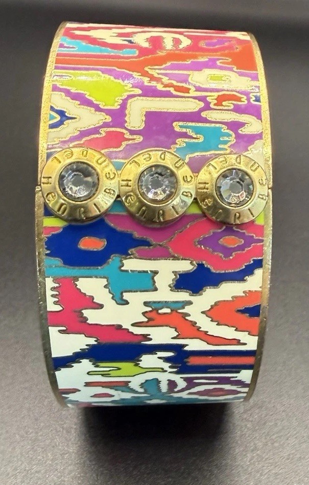 Y2K Henri Bendel Ny Tribal Inspired multicolored Enameled Inkat Bracelet Bangle
