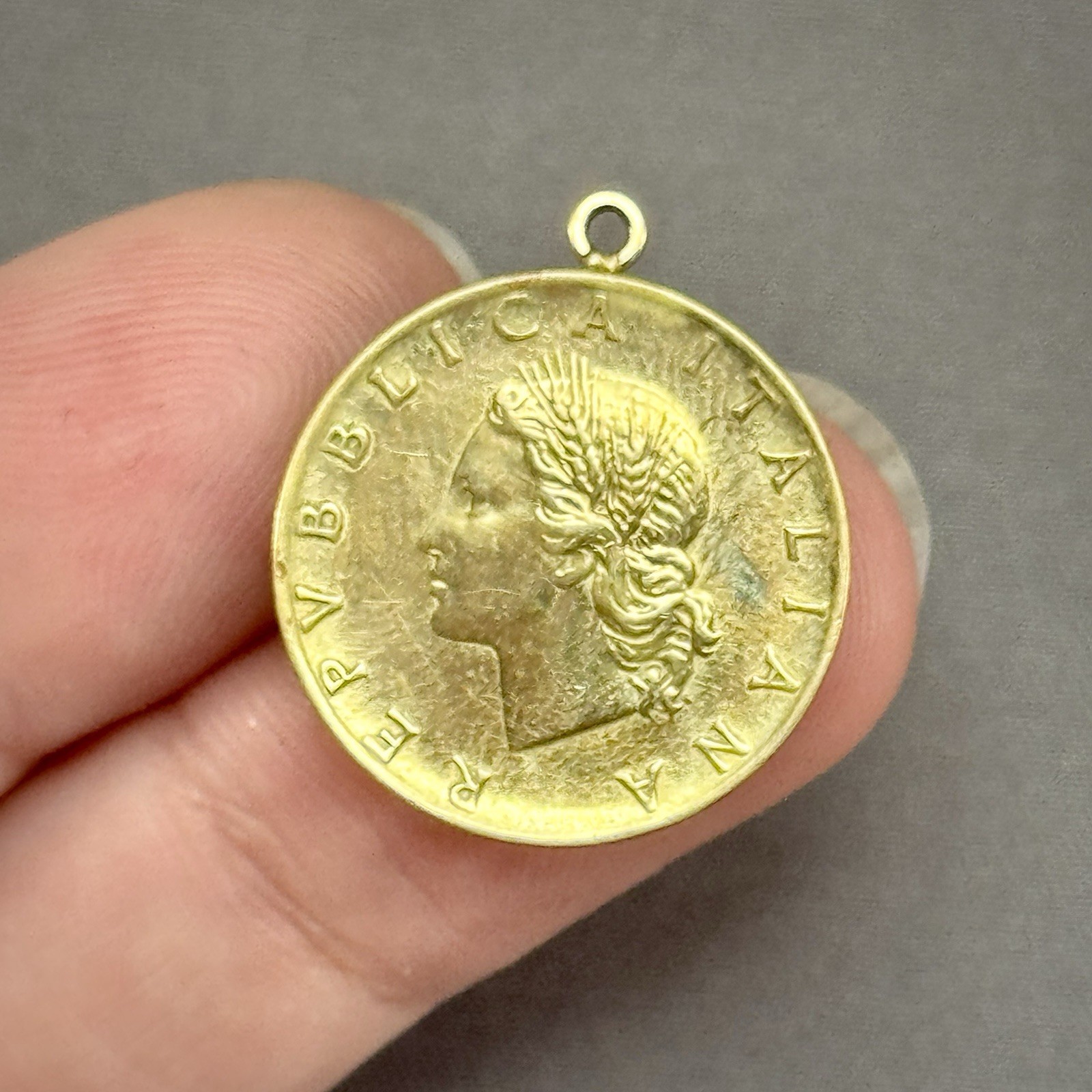 ITALY 20 Lire Coin Charm Pendant 1983