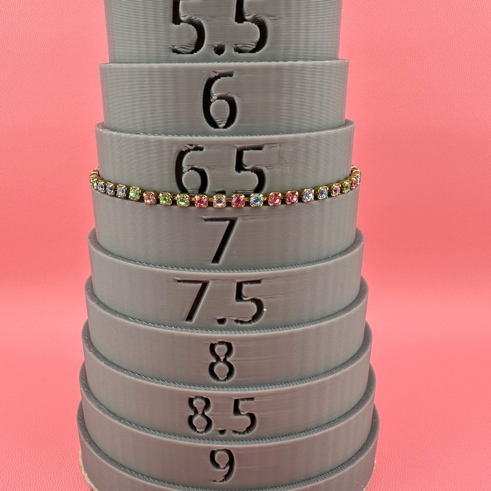 Vintage Rhinestone Bracelet Pastel Multi Color Gold Tone Tennis Cup Chain 6.75″