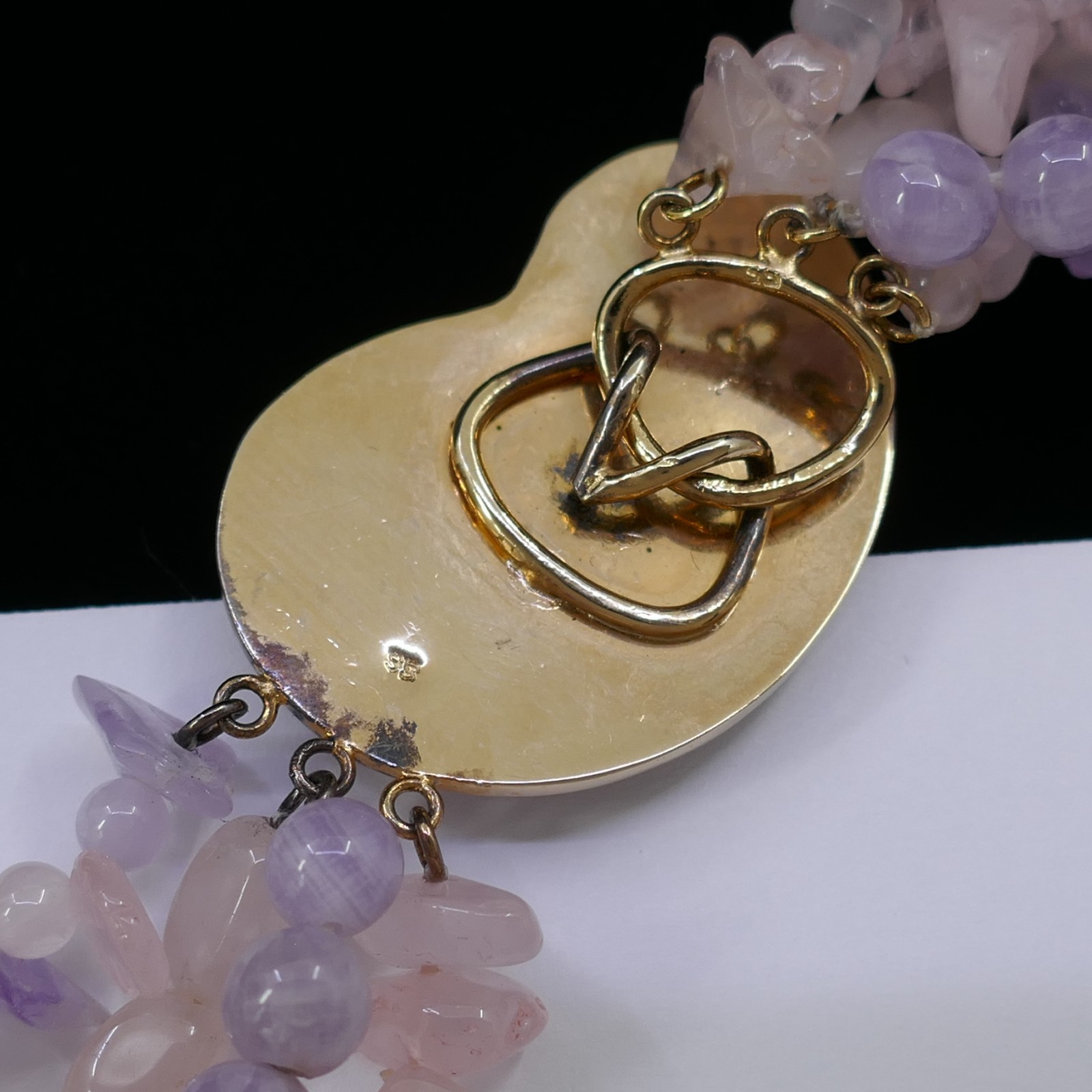 MULTISTRAND AMETHYST ROSE PINK QUARTZ GEMSTONE CHIP TORSADE BEAD NECKLACE