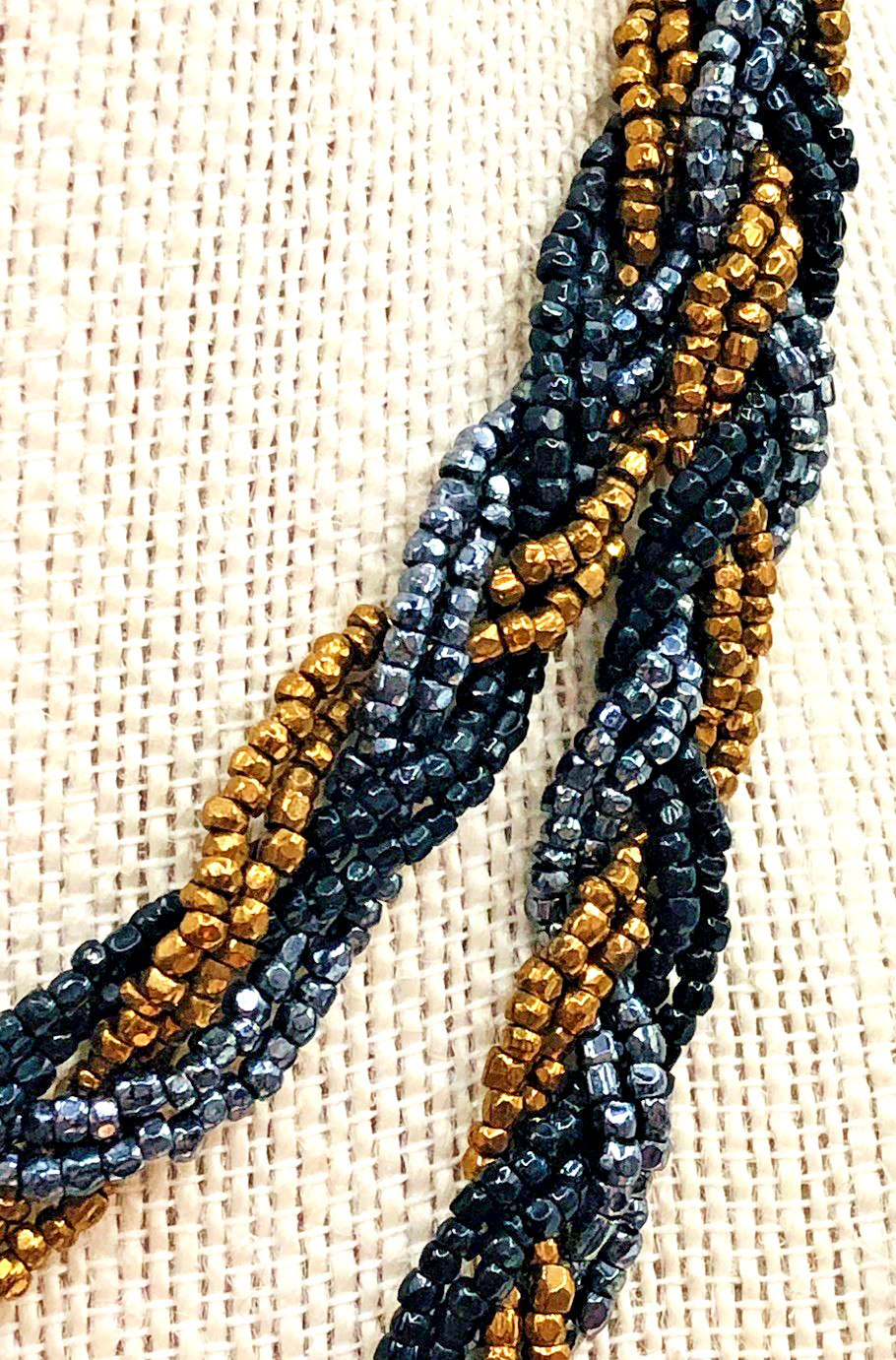 Vintage JONNE House of Schrager Micro Bead Braided Necklace and Clip Earrings