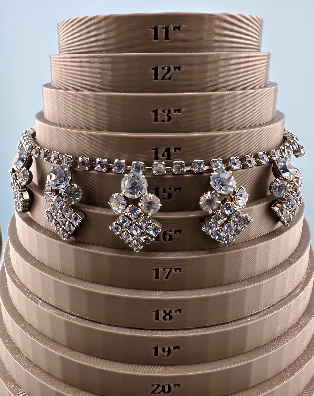Vintage Blue Rhinestone Collar Necklace Prong Set Cup Chain Cluster Drops 14″