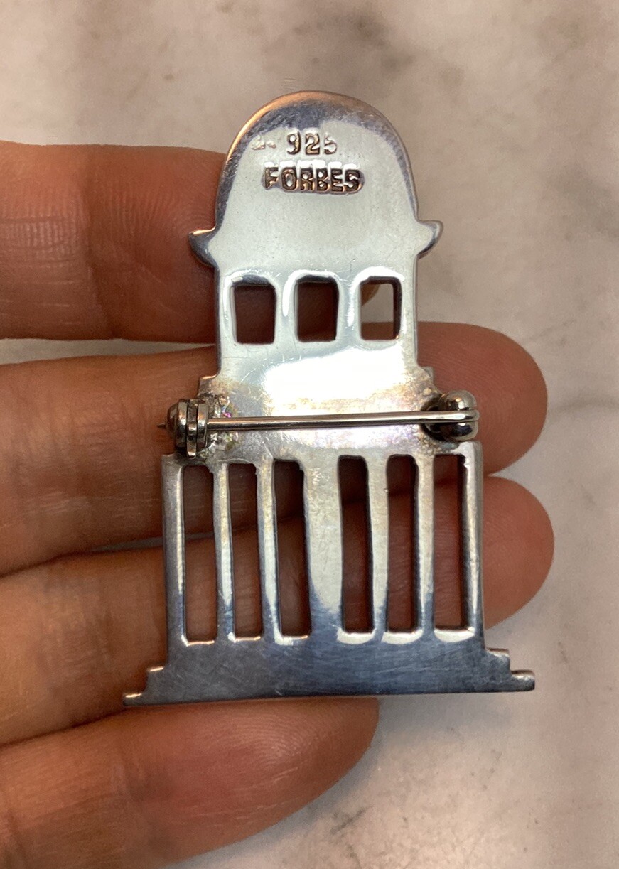 Vintage FORBES Sterling Silver US State Capital Building Pin Brooch Modernist