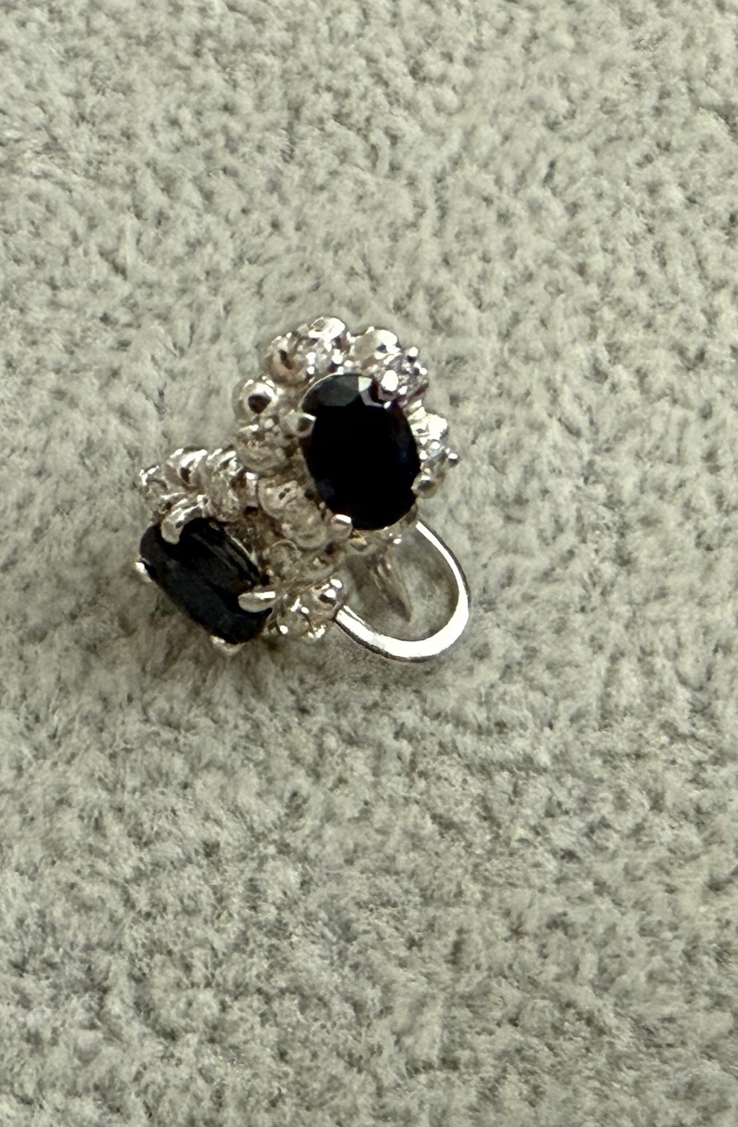 850 Platinum Sapphire And Diamond Non-pierce Screw back Earrings