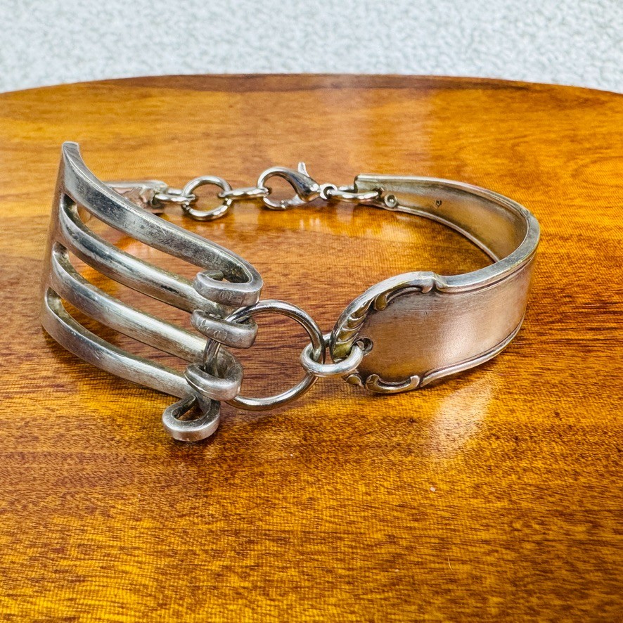 Vintage Silverware Curled Tip Fork Bangle Silverplate Bracelet