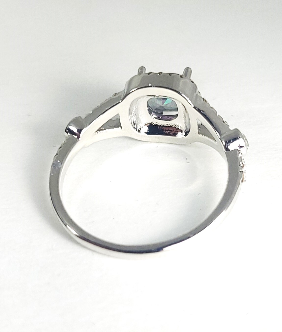 Square Cushion Cut Mystic Topaz Lab Created Diamonds Surrounding Ctr Eng Ring