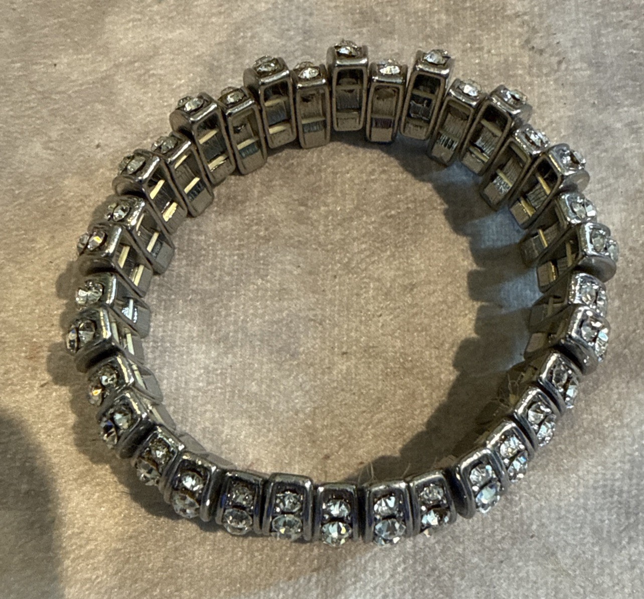 Vintage Tension Set Rhinestone Expanding Unique Bracelet