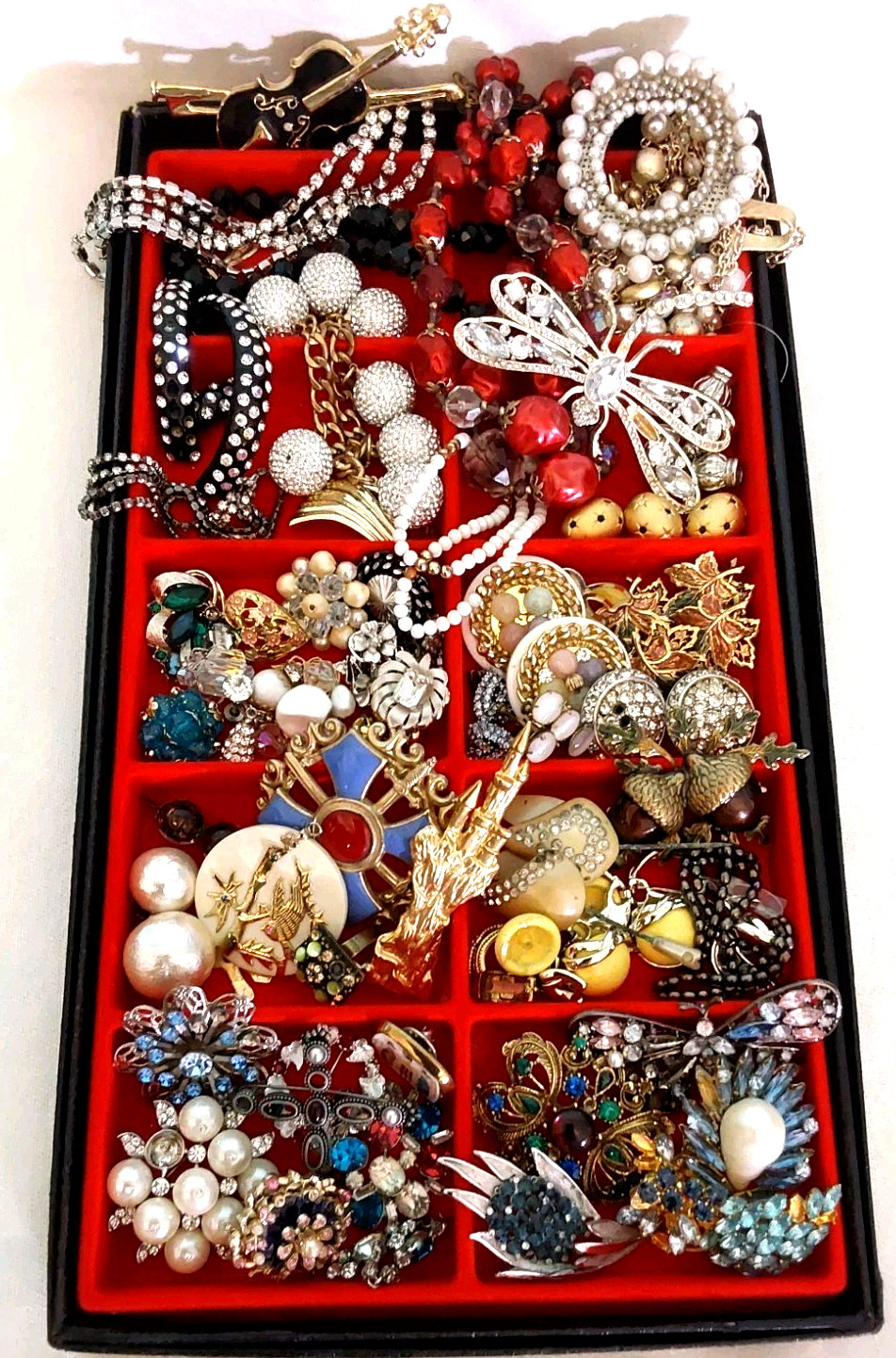 Vintage Rhinestone Necklace Brooch Earring Unique Mix Few Signed Repair Lot
