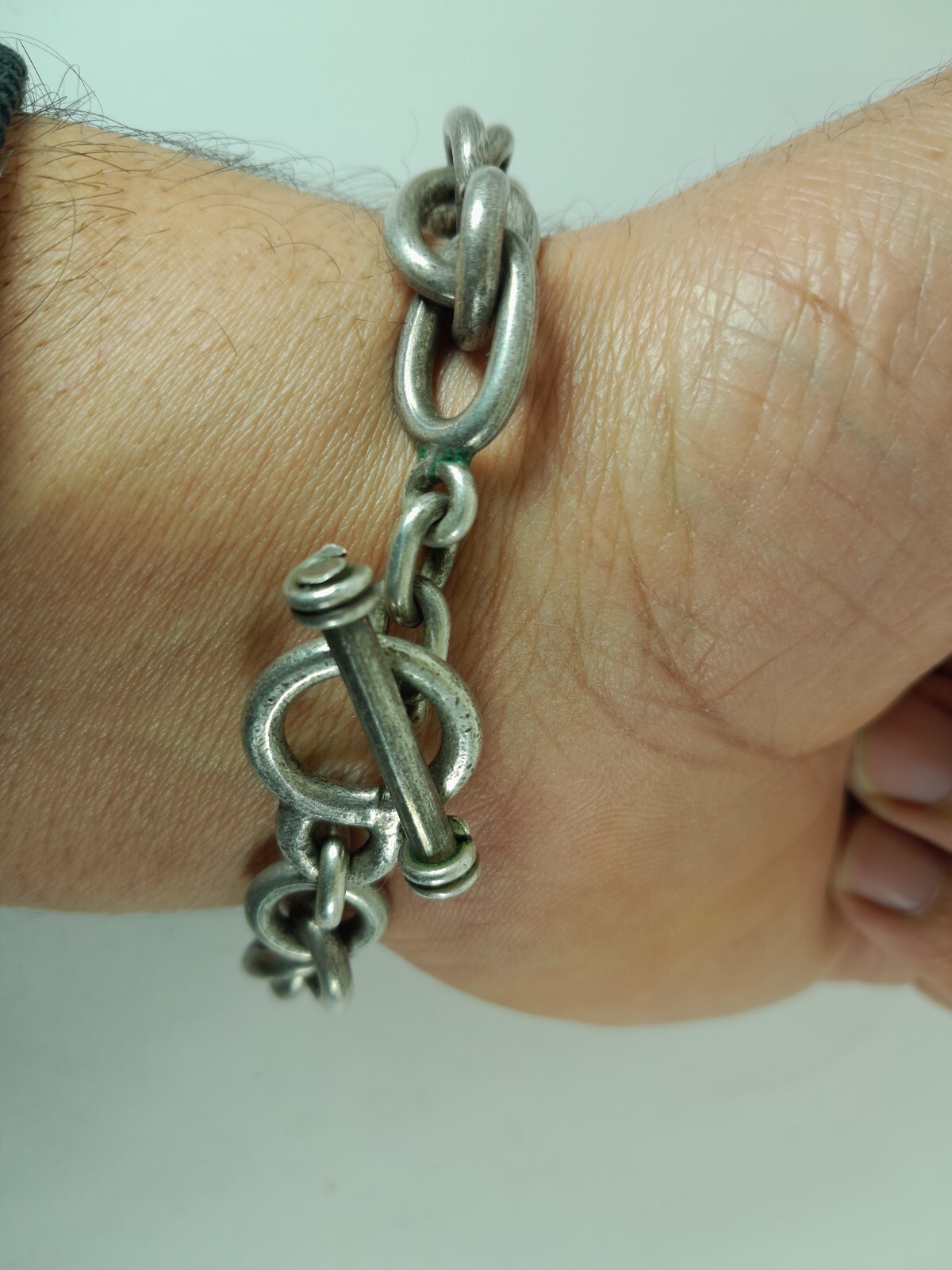 MEXICO VINTAGE BRACLET MEN’S STERLING SILVER 925 LINK CHAIN 64 GRAMS l.8,46 inch