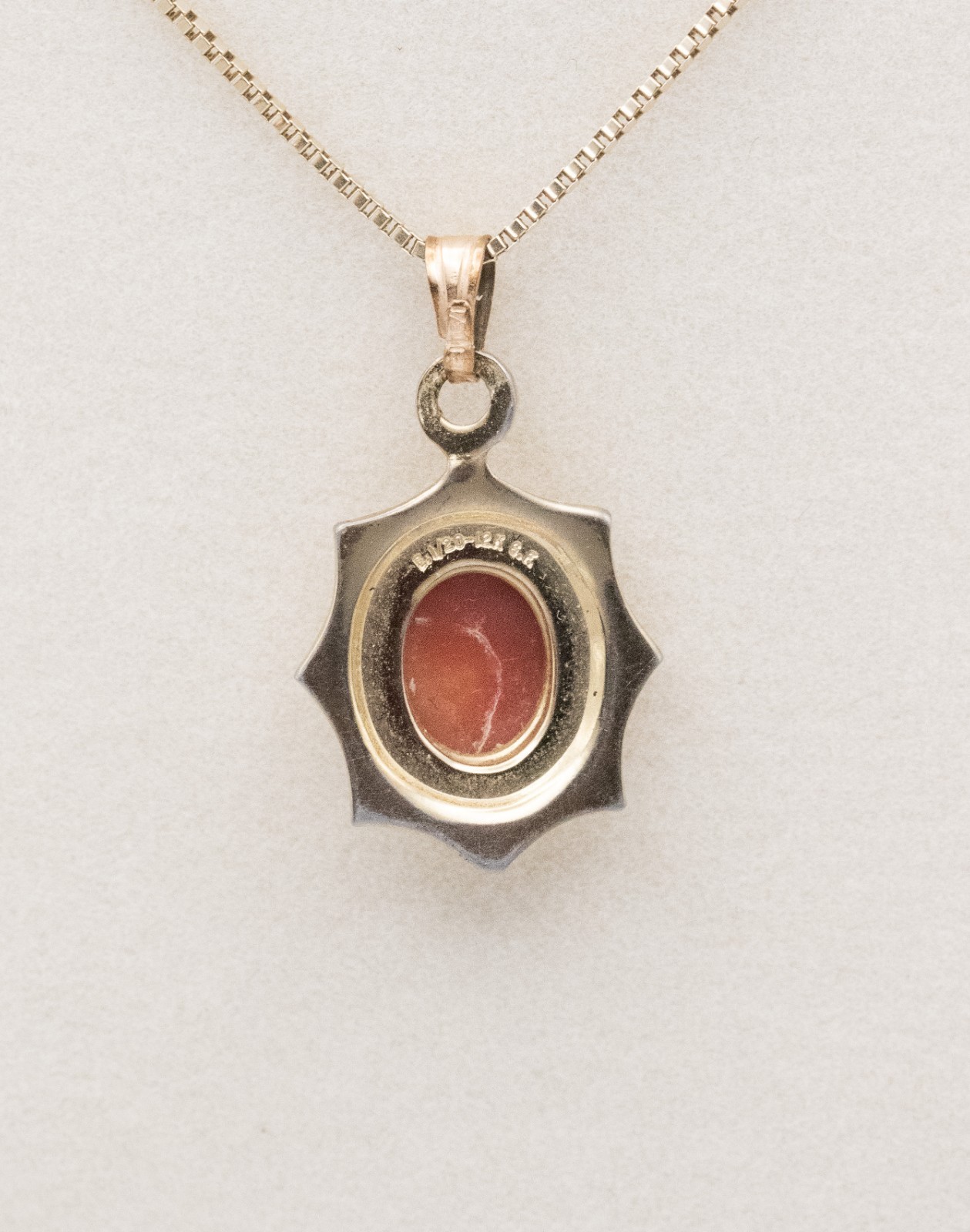 Vintage 14K Gold Filled Oval Shell Cameo Pendant Only Scalloped Starburst Frame
