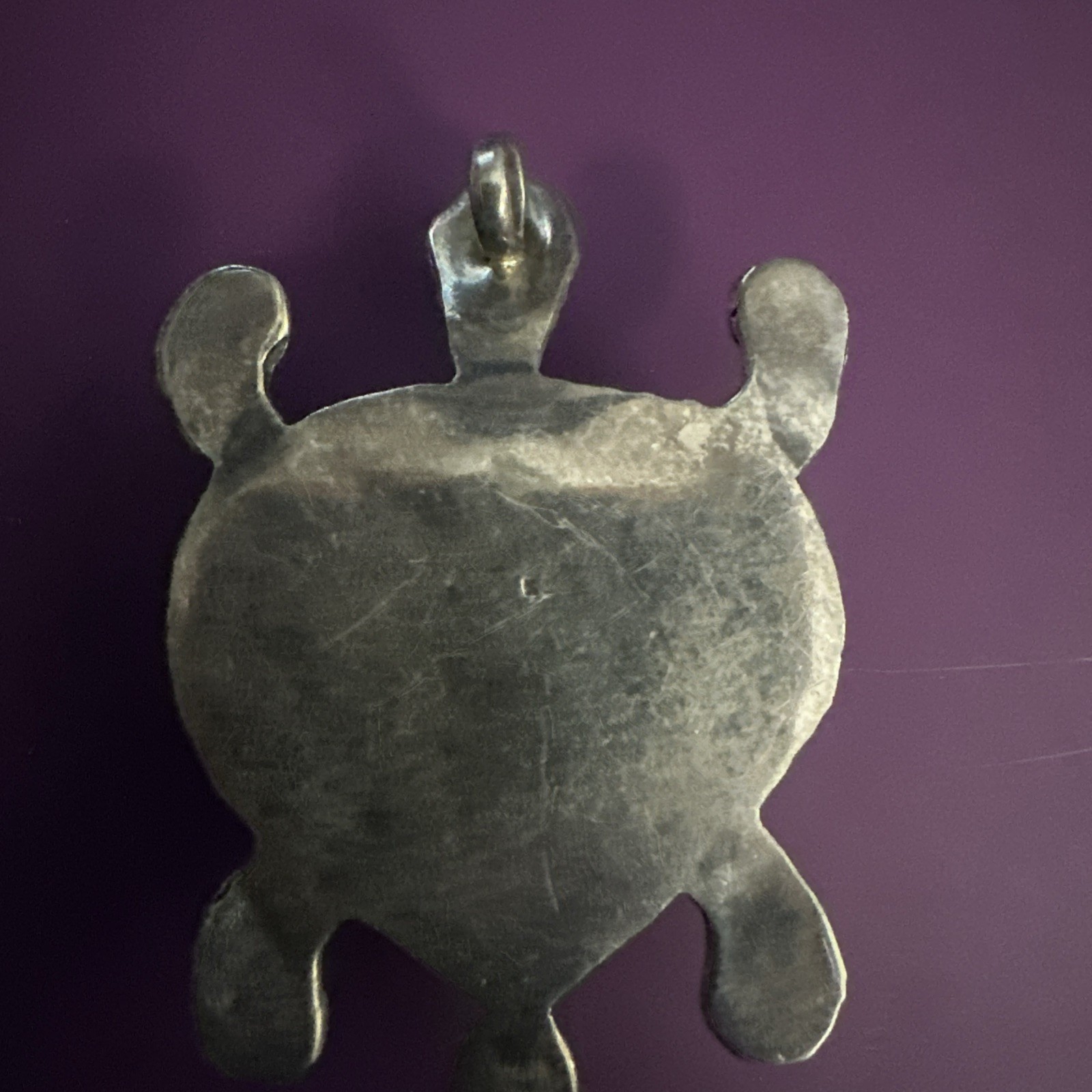 Vintage African Bloodstone & 925 Sterling Silver Turtle Pendant