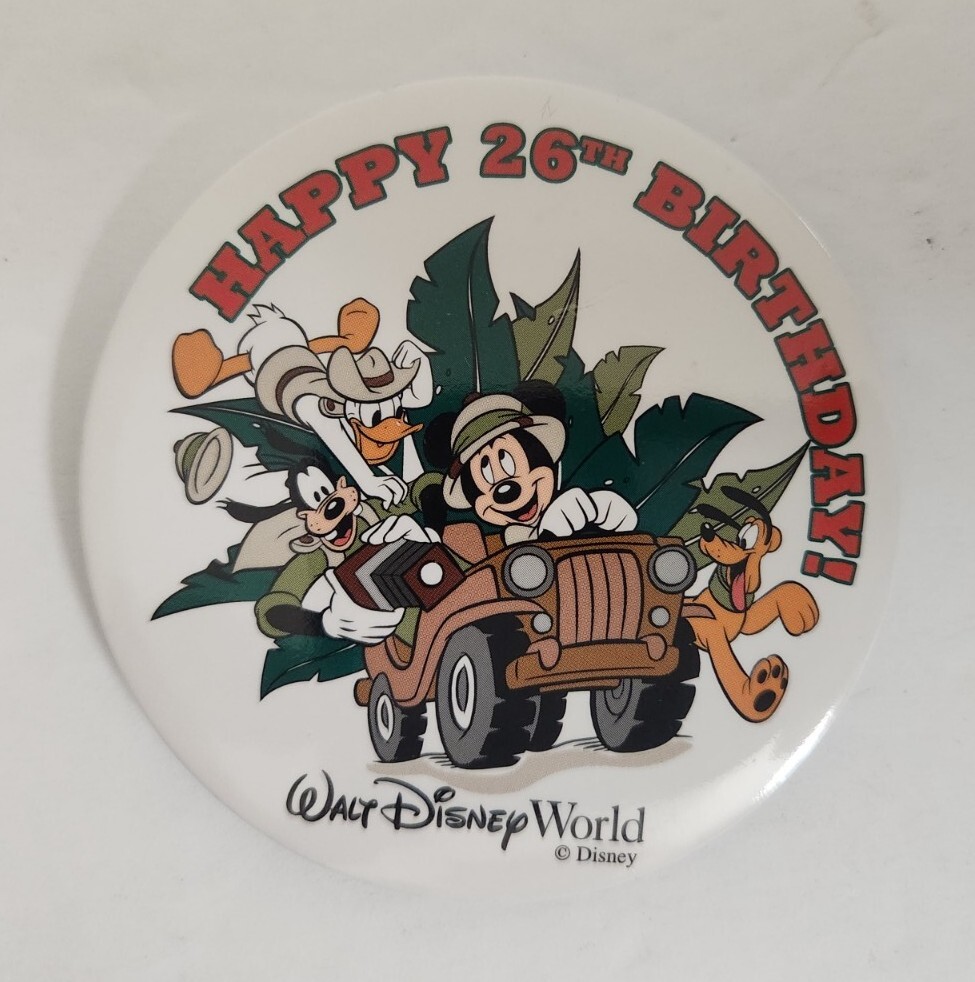 Lot Of 4 Vintage Disney Button Pins Oliver & Company Micky Mouse Fantasia WDW