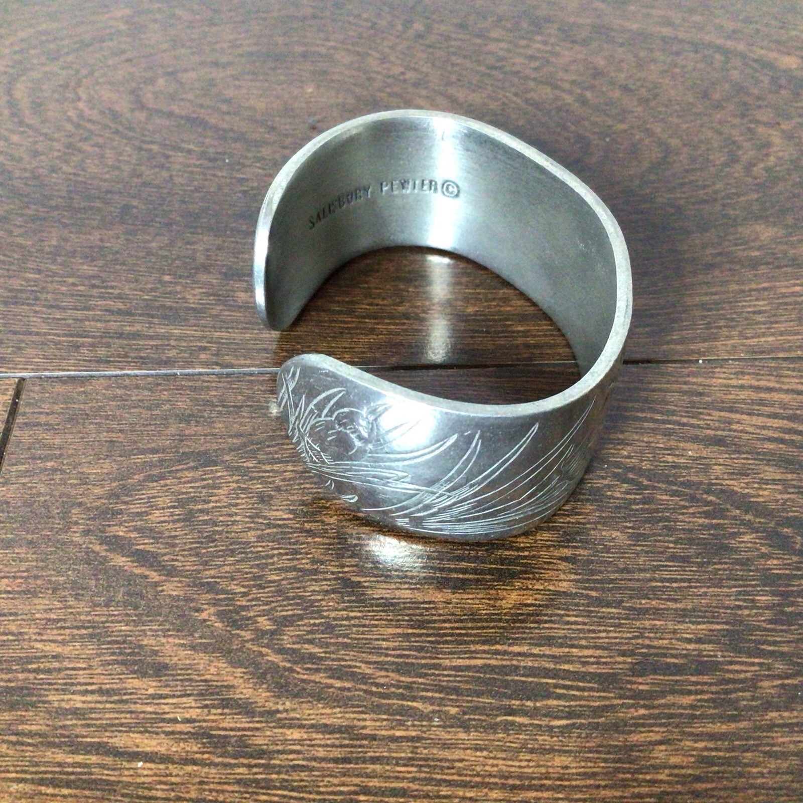 Vintage Salisbury Pewter January Cuff Bracelet Flower Of The Month Jewelry