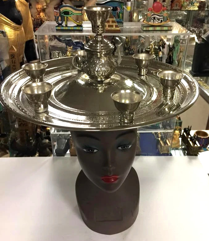 Egyptian Brass ( Silver Plated ) Belly Dance Shemadan Candle Tray Made in Egypt
