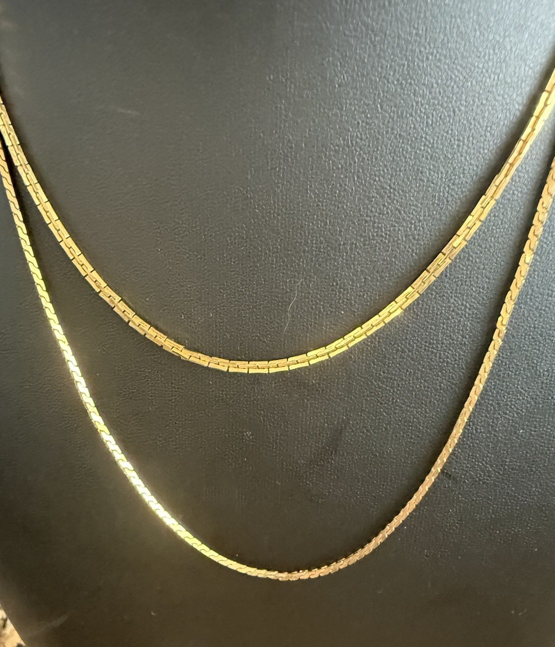 Vintage Napier Signed Gold-Tone Double Strand Chain Necklace 14” & 18”
