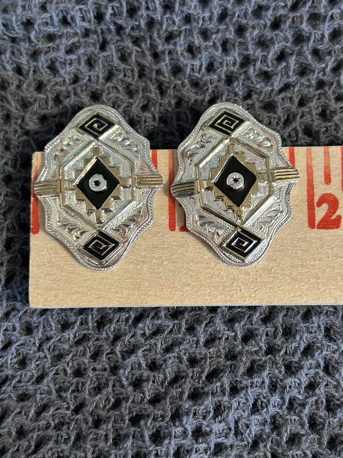 Vintage Montana Silversmiths Tribal Western Earrings In Box