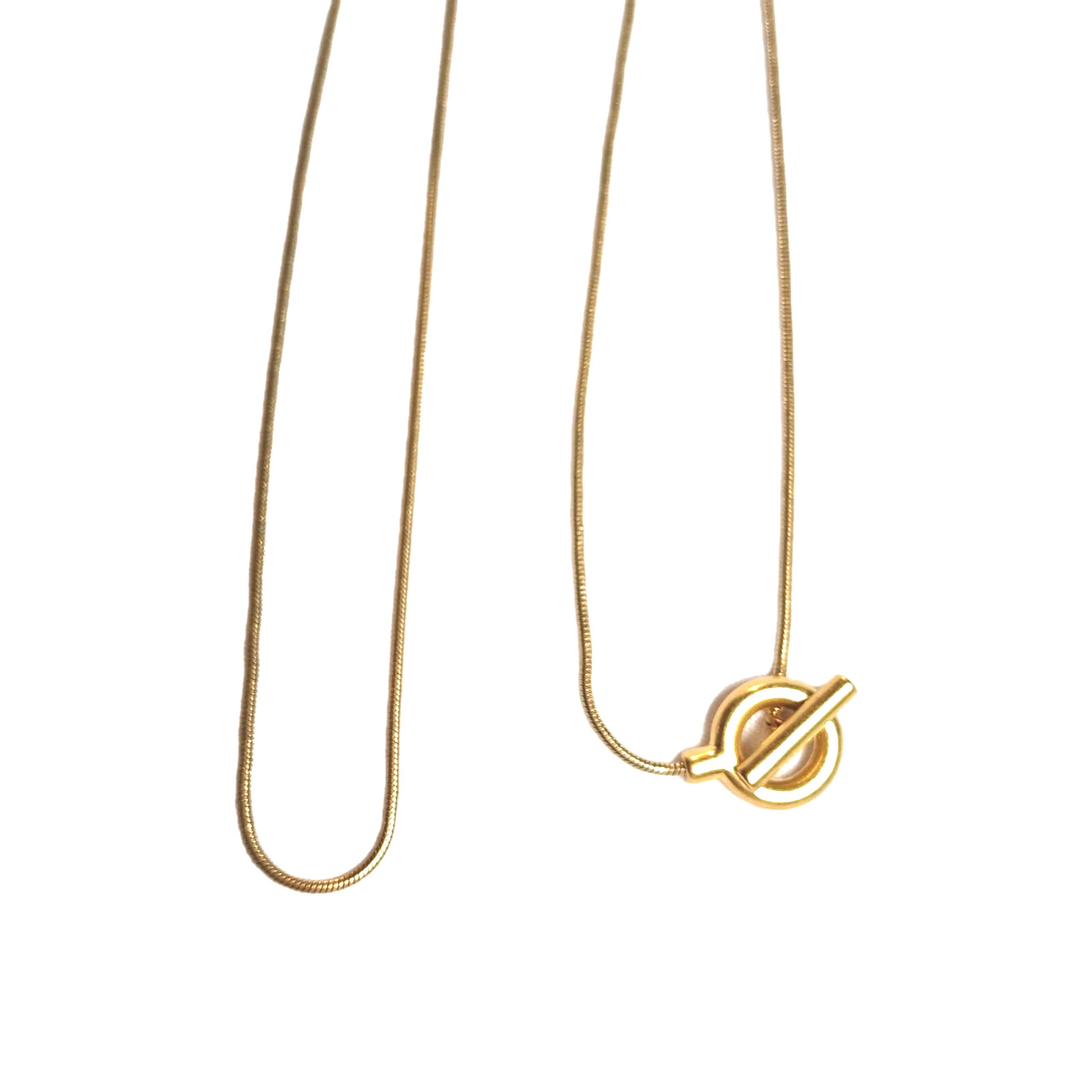 Matte Gold-Tone Snake Serpentine Chain Necklace Toggle Pendant Closure 27″ EUC