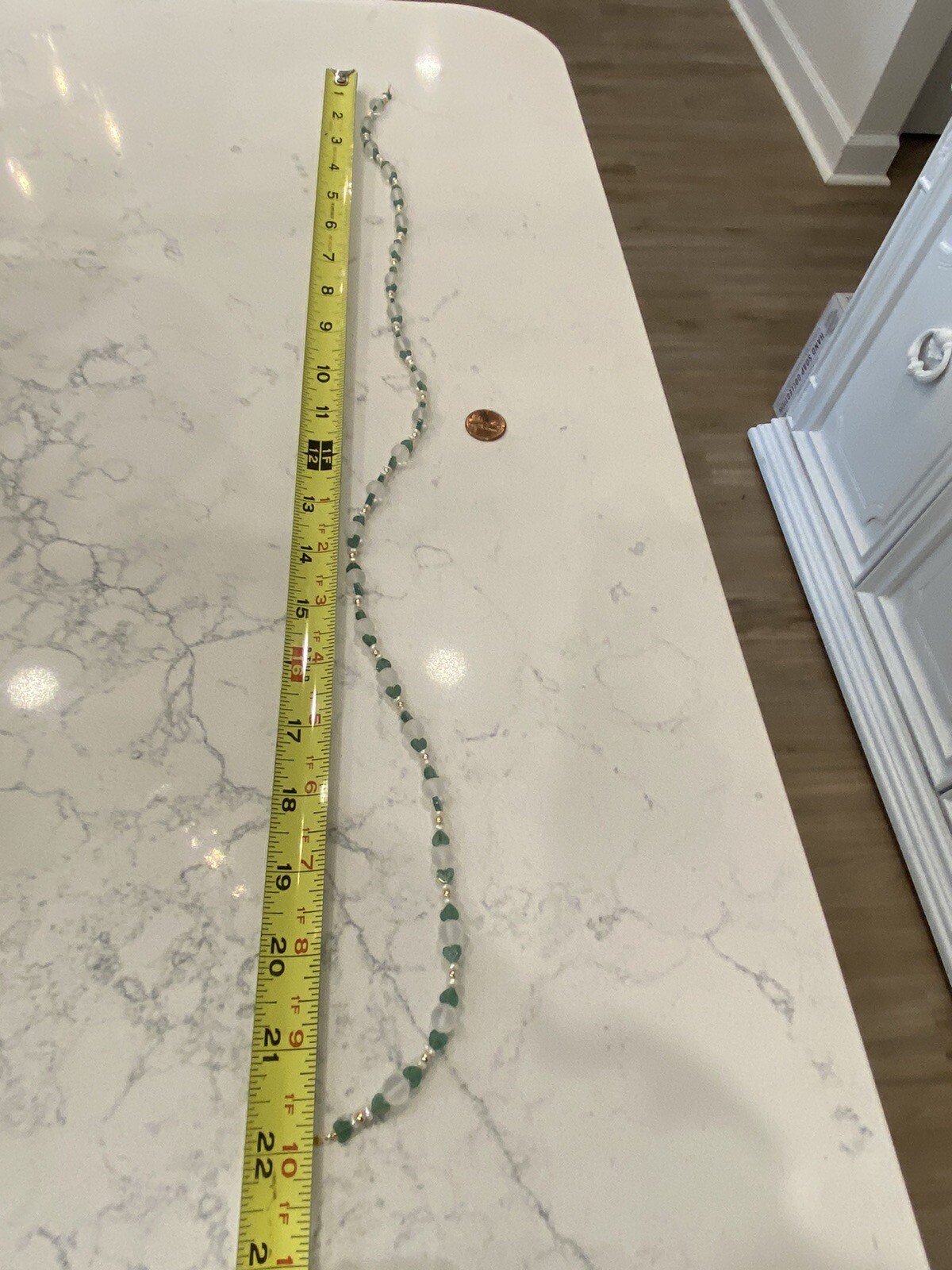14K Gold, Emerald Hearts, Clear Round Quartz, Pearls & Gold Beads Clasp Necklace